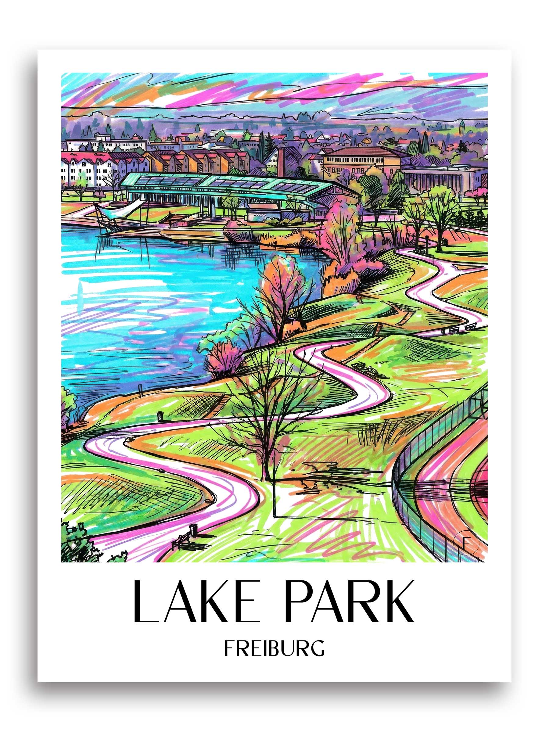 Seepark Poster - Freiburg - Deutschland Kunstdruck - Tag Graffiti von A4 bis A1