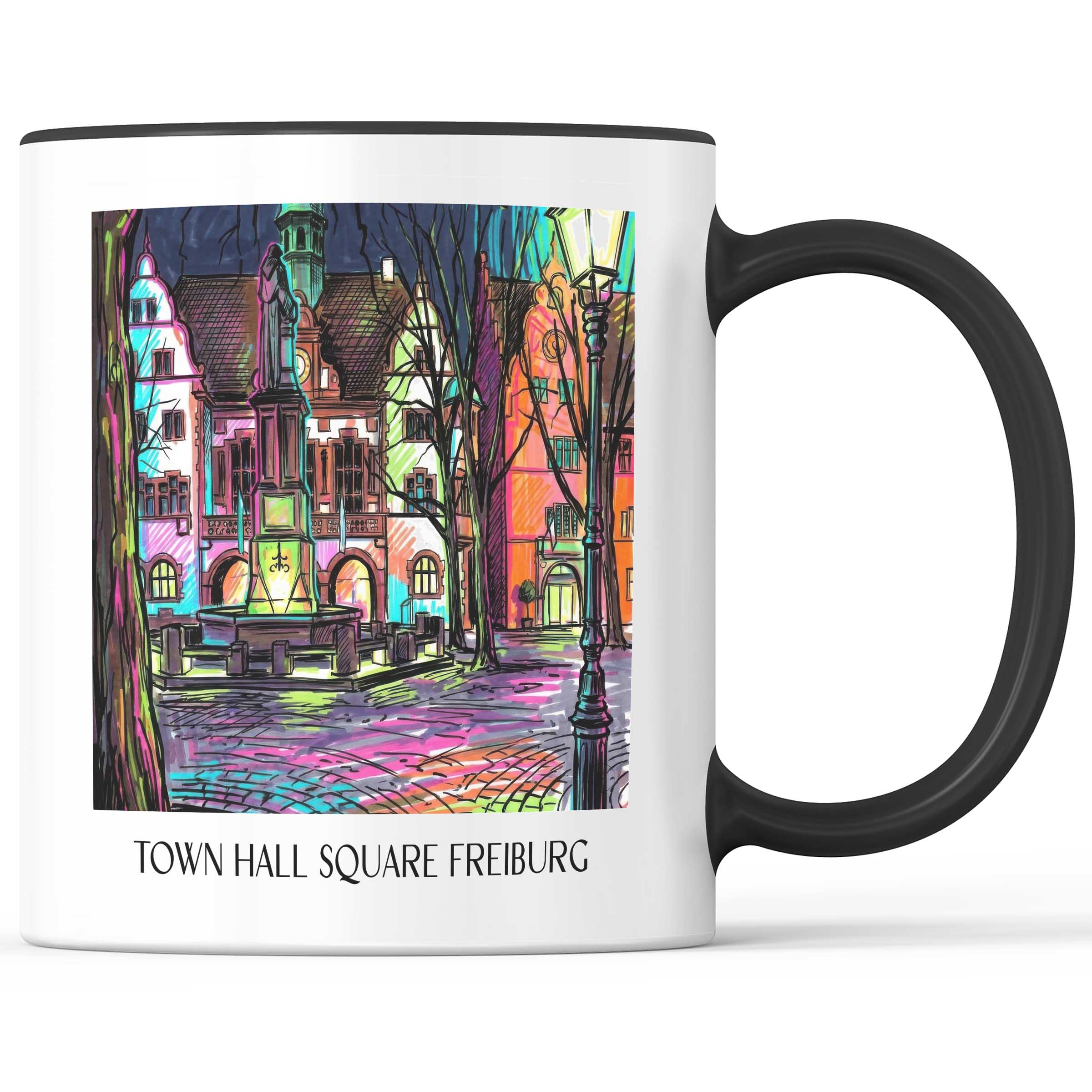 Rathausplatz Kaffeebecher - Freiburg - Deutschland Becher - Kaffeetasse im Tag Graffiti Stil