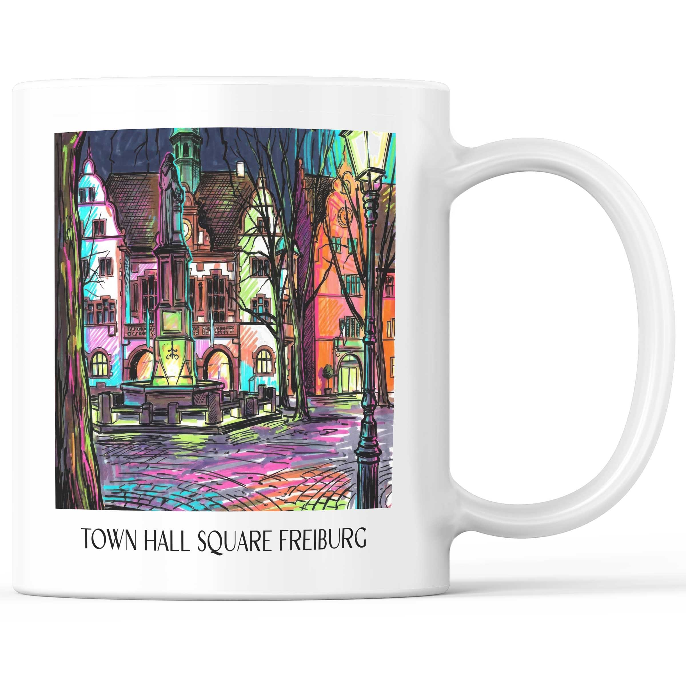 Rathausplatz Kaffeebecher - Freiburg - Deutschland Becher - Kaffeetasse im Tag Graffiti Stil