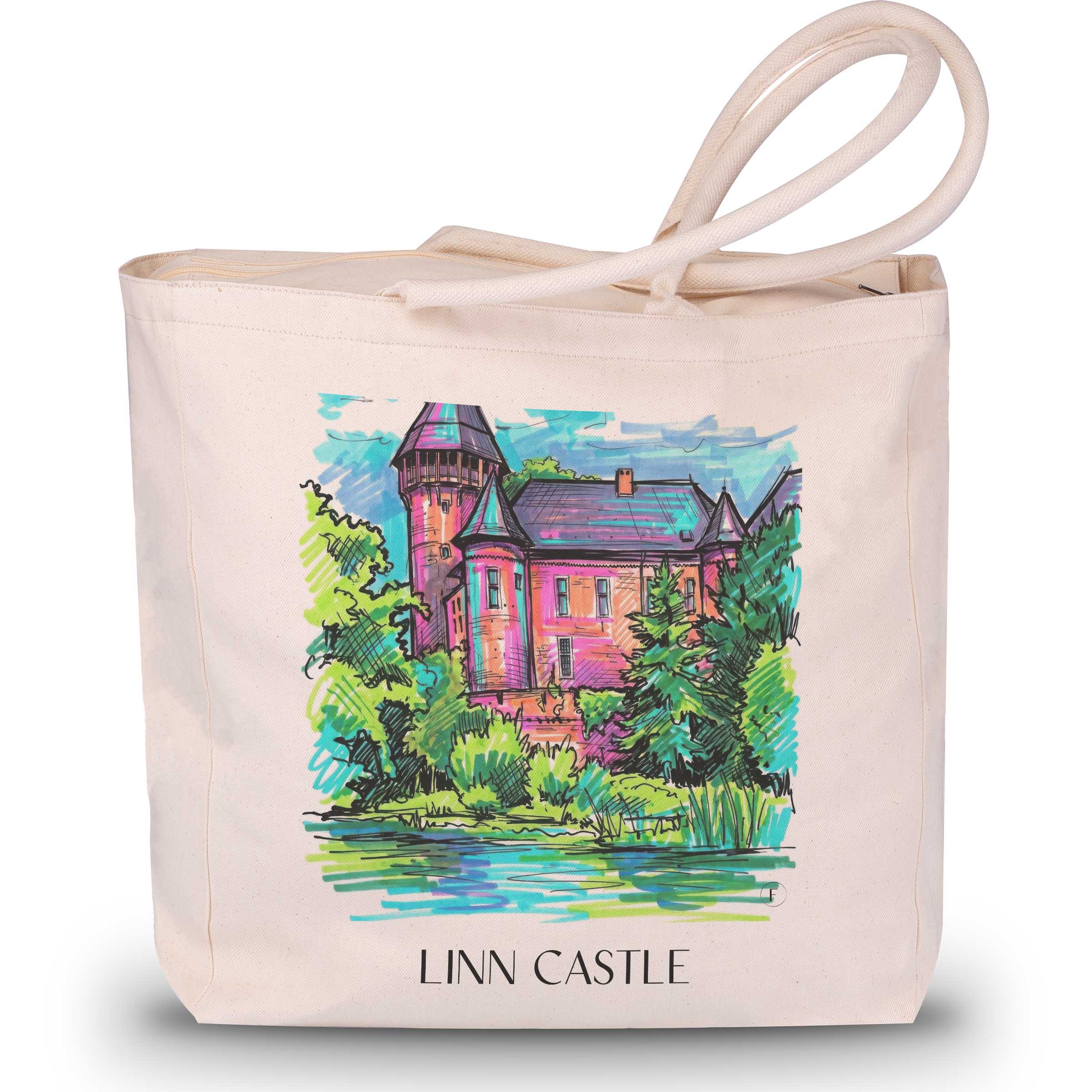 Burg Linn Shopping Tasche - Krefeld - Deutschland Tote Bag - Einkaufstasche im Tag Graffiti Stil