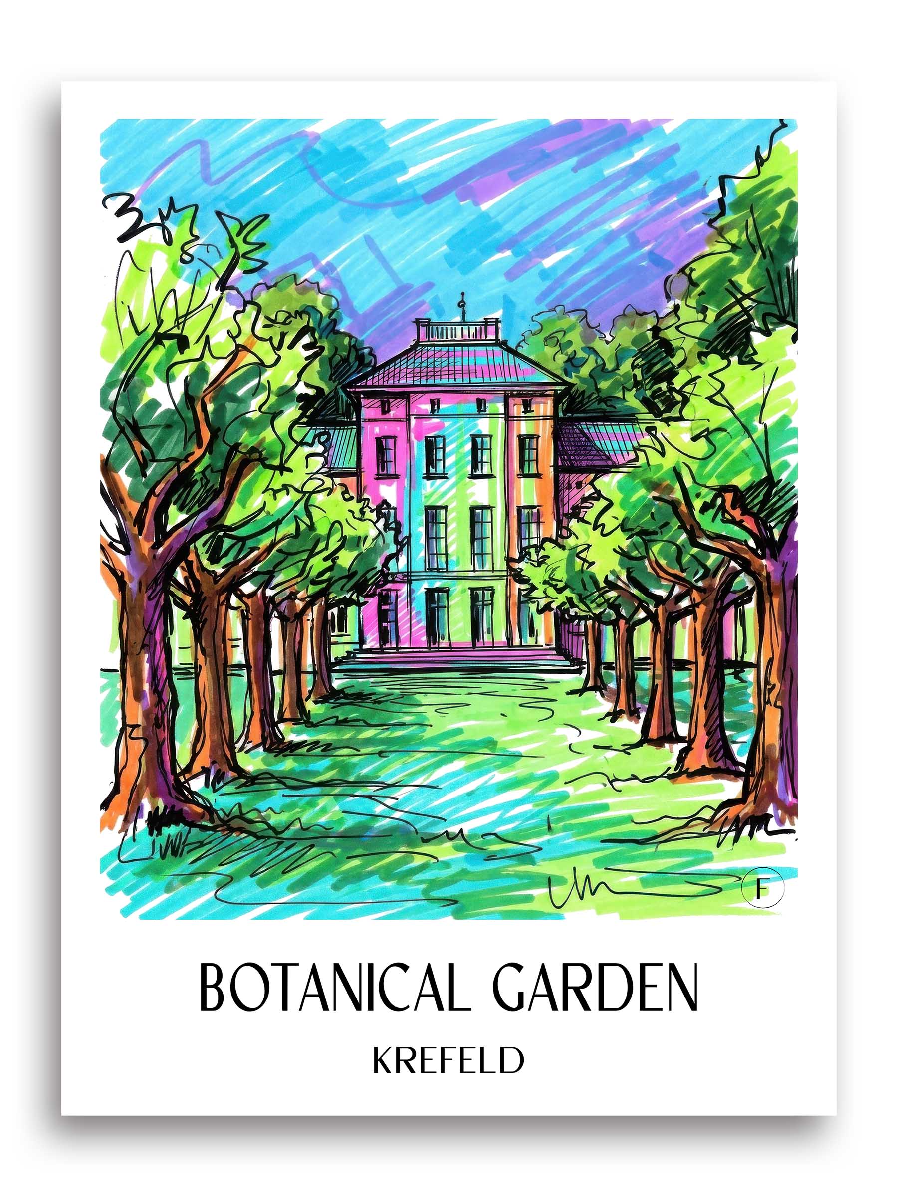 Botanischer Garten Poster - Krefeld - Deutschland Kunstdruck - Tag Graffiti von A4 bis A1