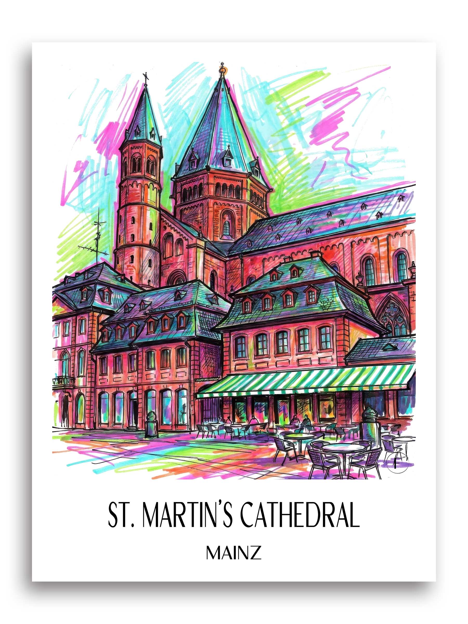 Dom St. Martin Poster - Mainz - Deutschland Kunstdruck - Tag Graffiti von A4 bis A1
