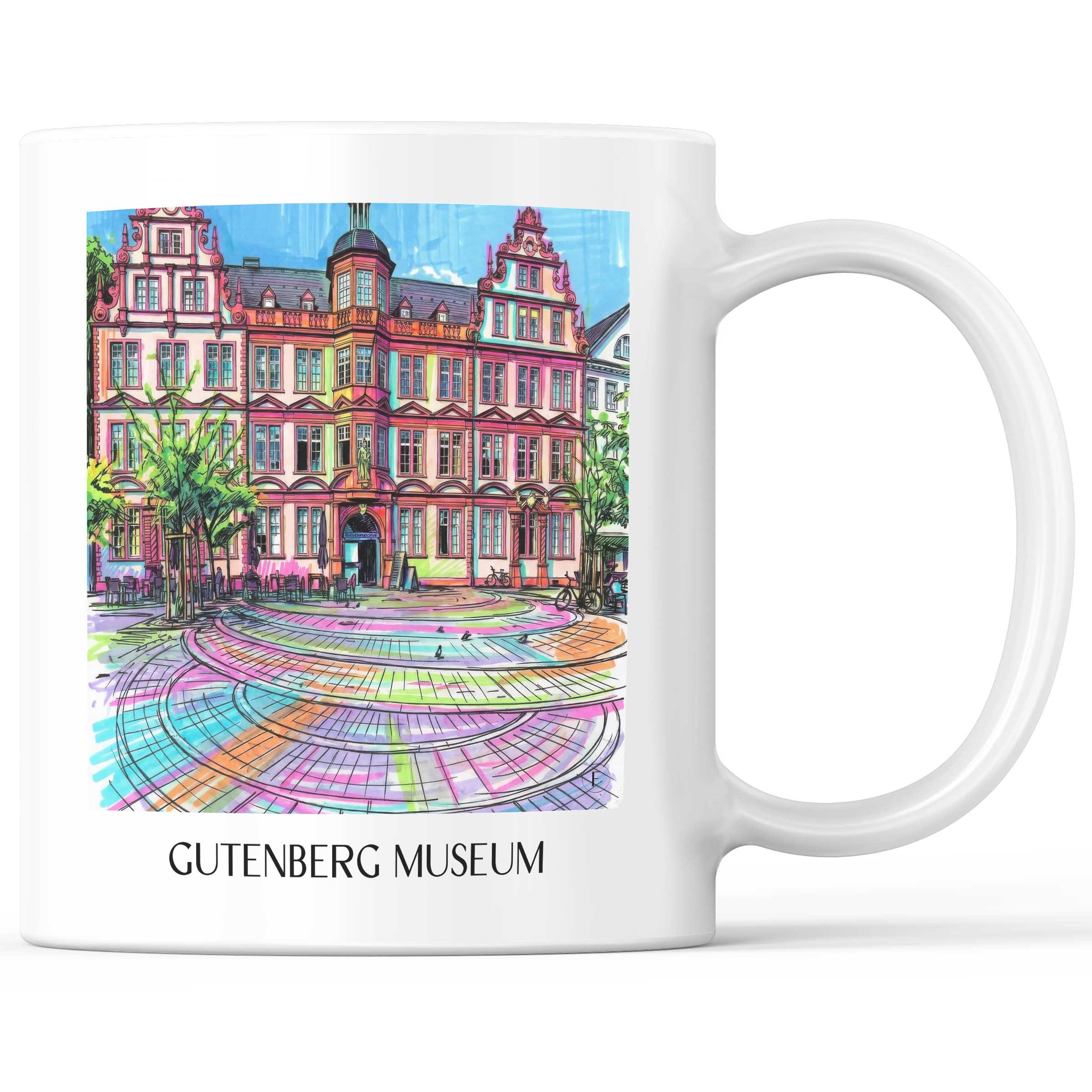 Gutenberg Museum Kaffeebecher - Mainz - Deutschland Becher - Kaffeetasse im Tag Graffiti Stil