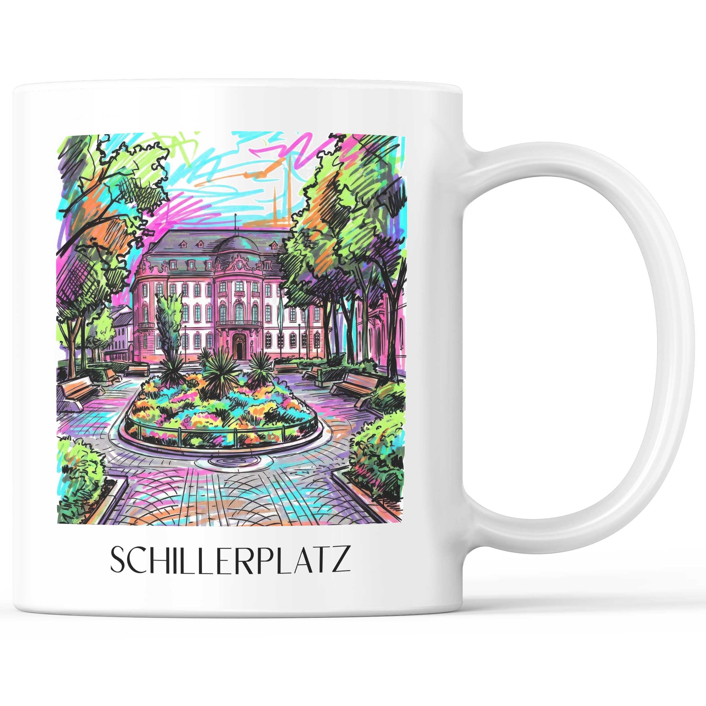 Schillerplatz Kaffeebecher - Mainz - Deutschland Becher - Kaffeetasse im Tag Graffiti Stil