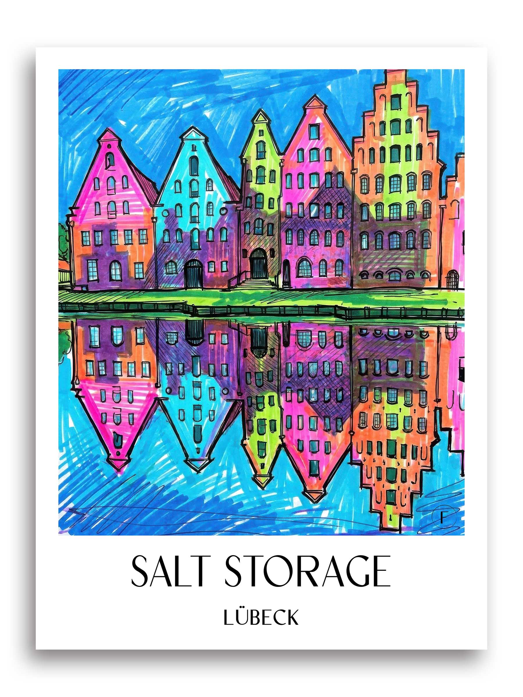 Salzspeicher Poster - Lübeck - Deutschland Kunstdruck - Tag Graffiti von A4 bis A1