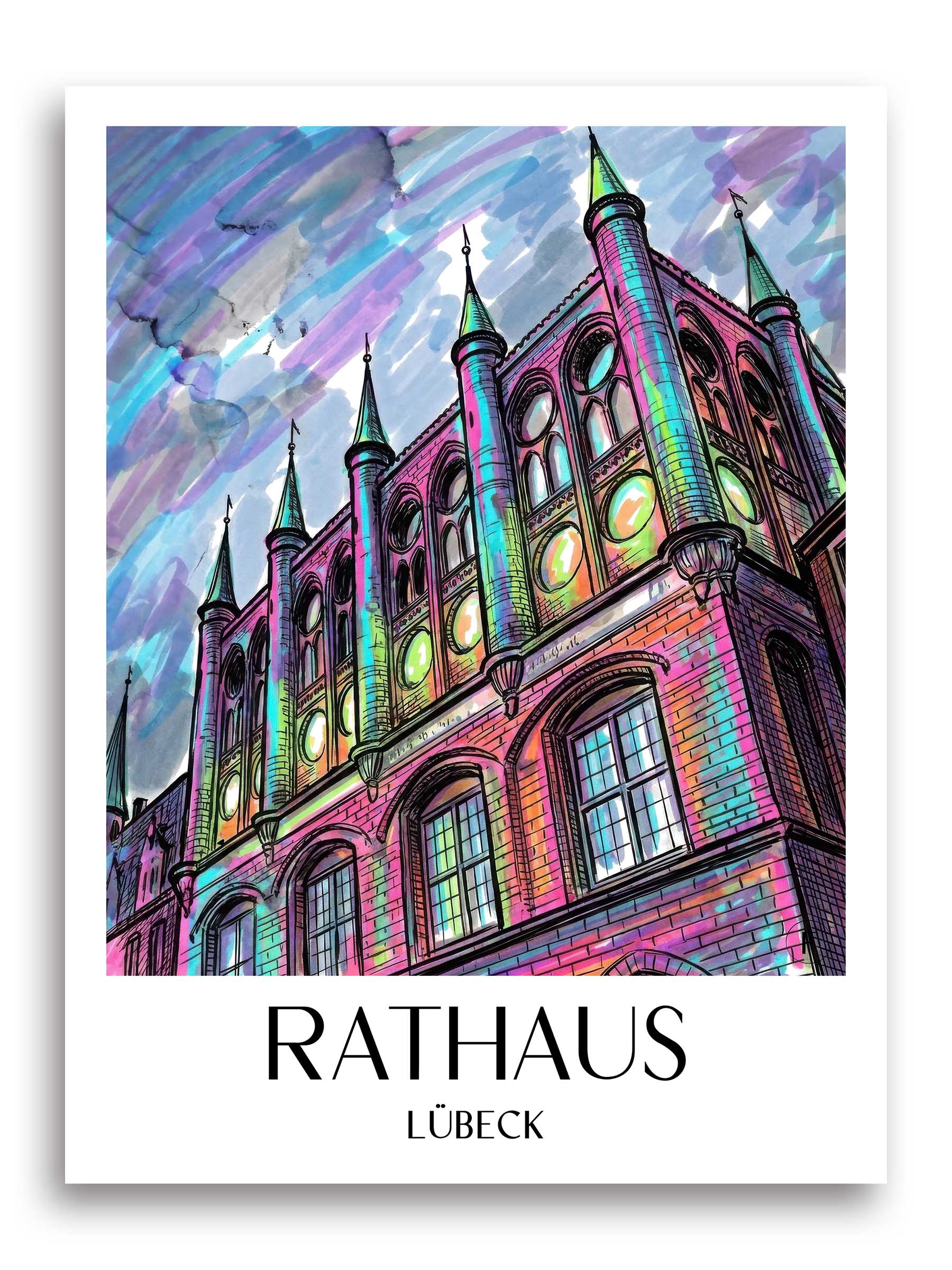 rathaus-lübeck-deutschland-poster-graffiti
