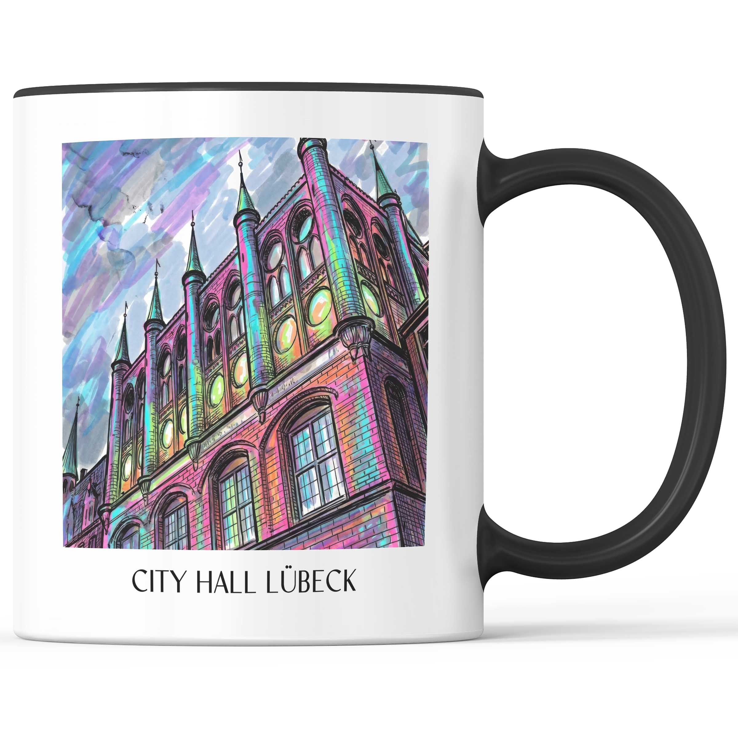 Rathaus Kaffeebecher - Lübeck - Deutschland Becher - Kaffeetasse im Tag Graffiti Stil