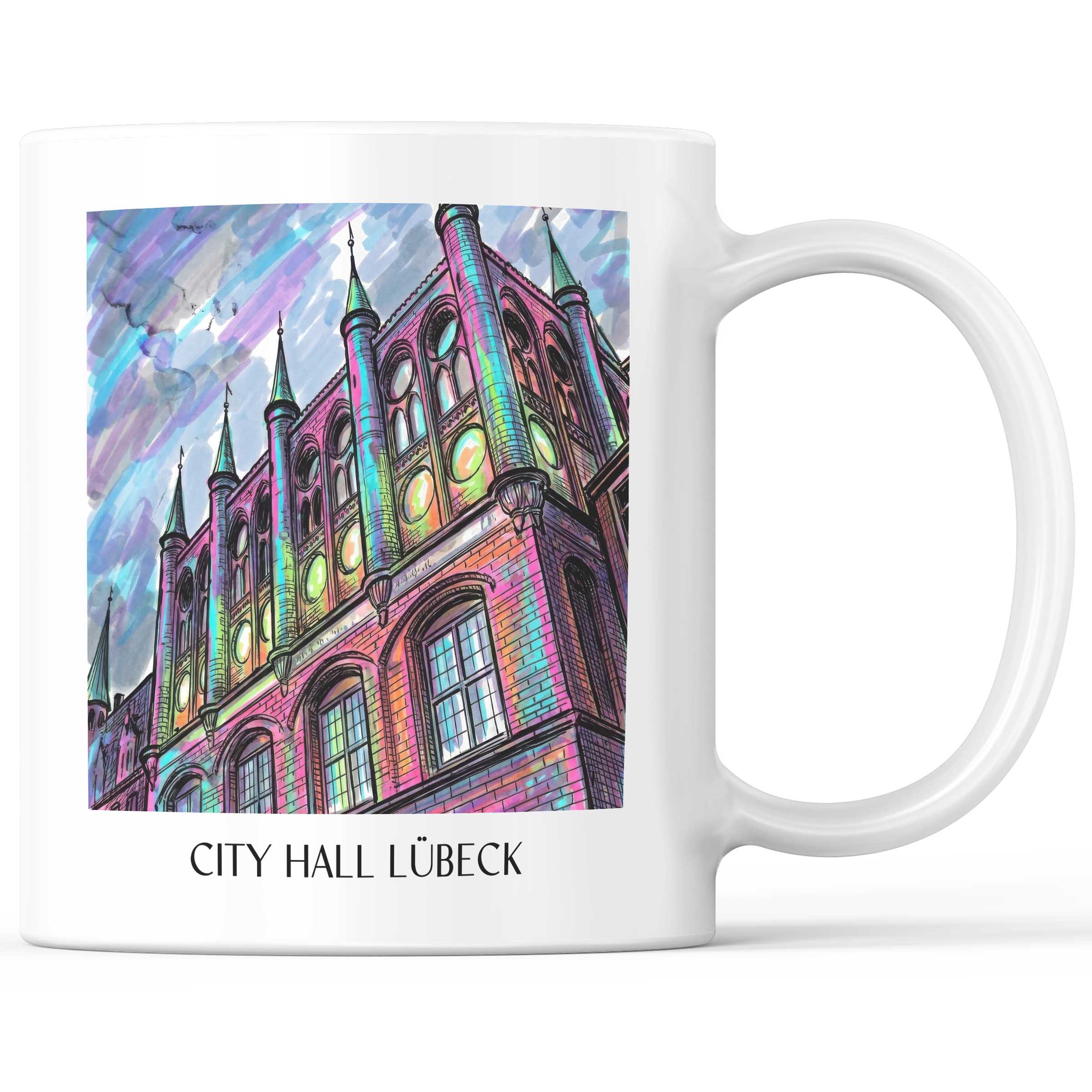 Rathaus Kaffeebecher - Lübeck - Deutschland Becher - Kaffeetasse im Tag Graffiti Stil