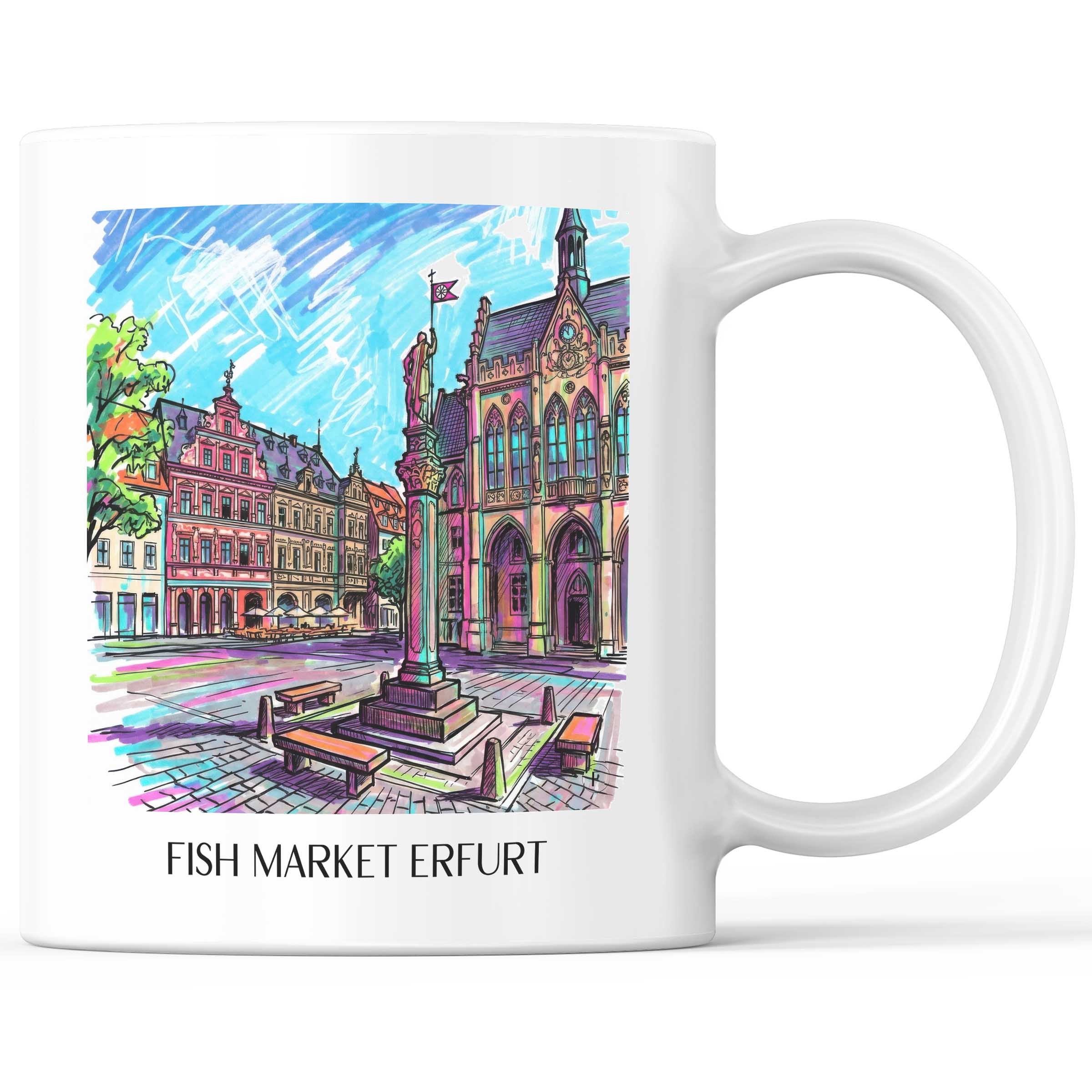 Fischmarkt Kaffeebecher - Erfurt - Deutschland Becher - Kaffeetasse im Tag Graffiti Stil