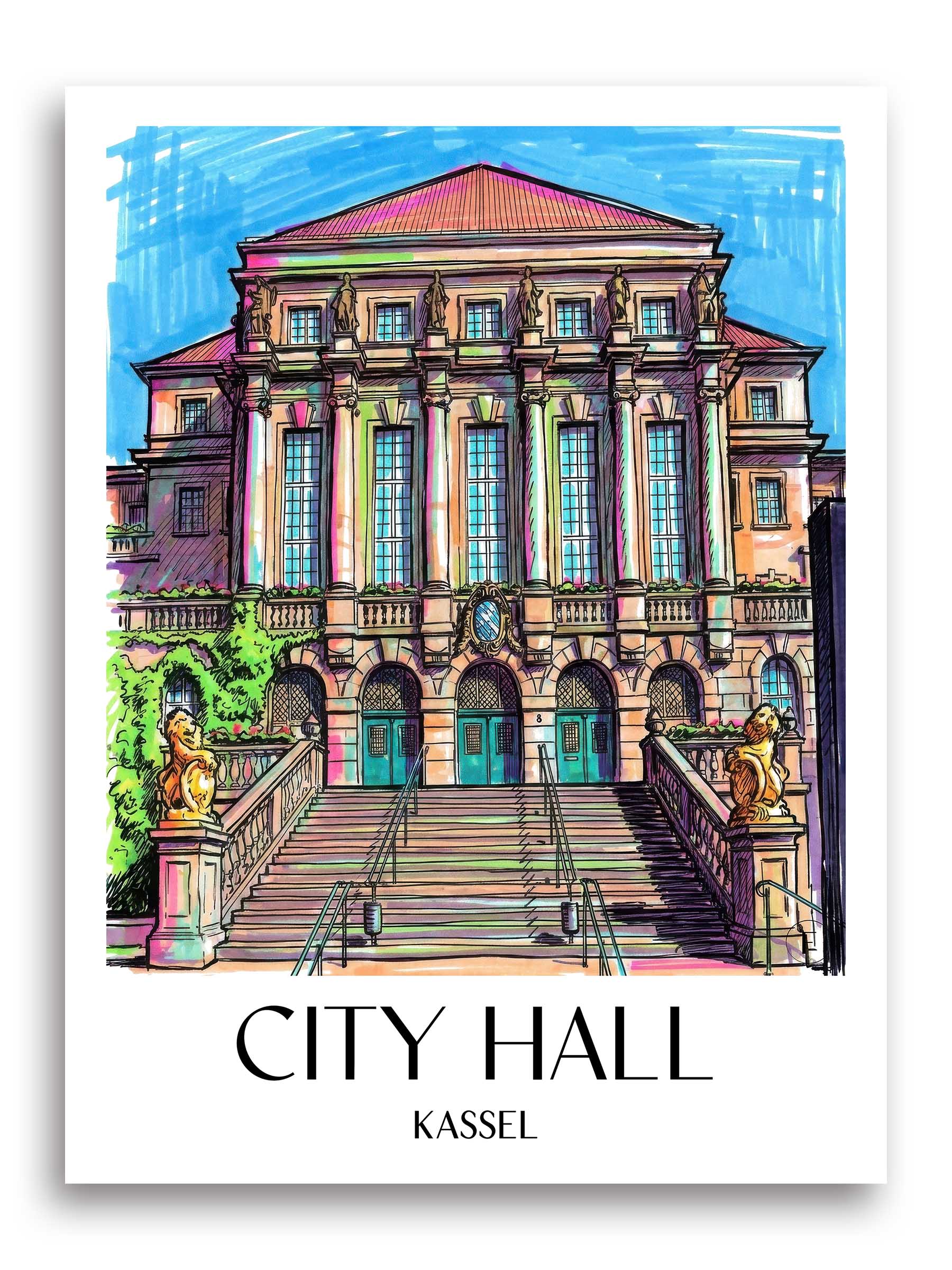 Rathaus Poster - Kassel - Deutschland Kunstdruck - Tag Graffiti von A4 bis A1