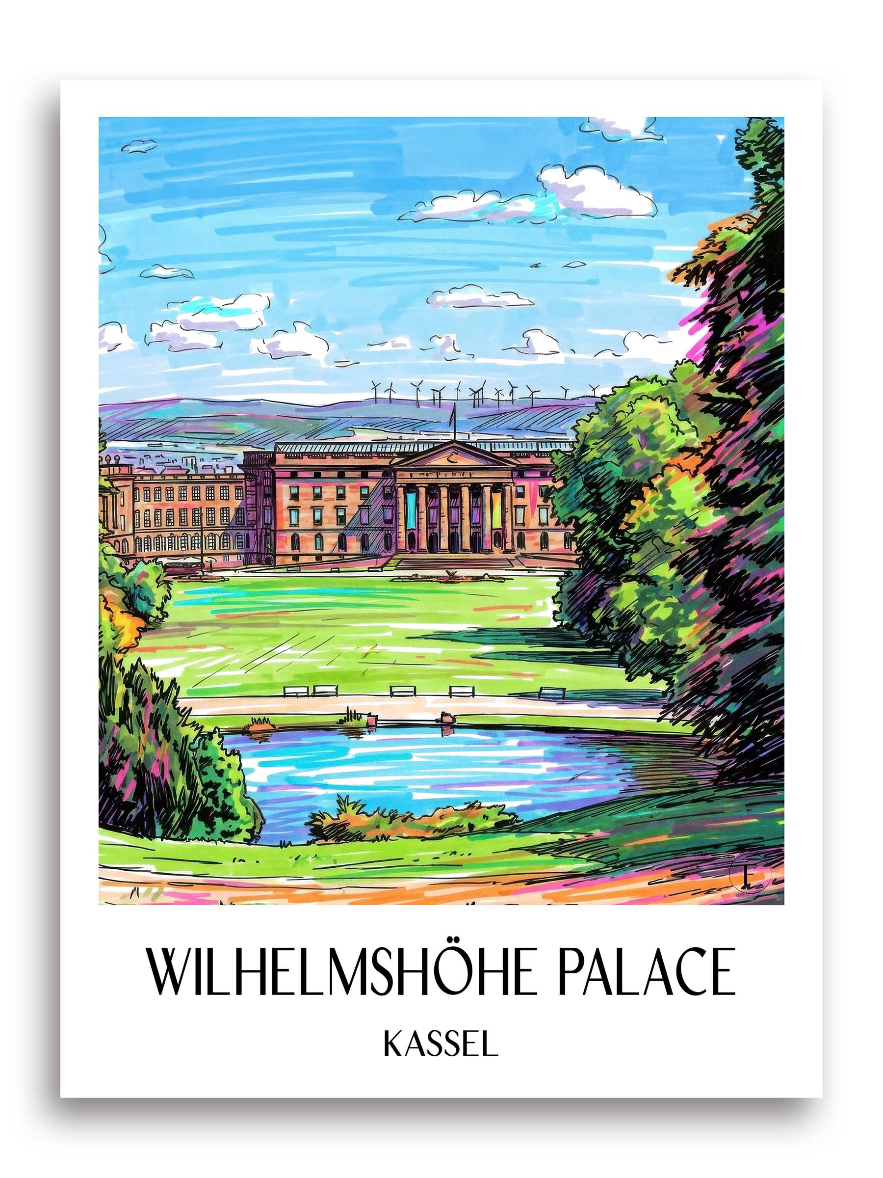 Schloss Wilhelmshöhe Poster - Kassel - Deutschland Kunstdruck - Tag Graffiti von A4 bis A1