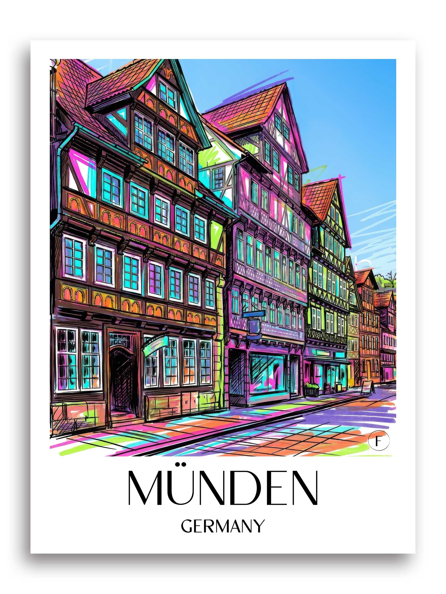 Münden Poster - Niedersachsen - Deutschland Kunstdruck - Tag Graffiti von A4 bis A1
