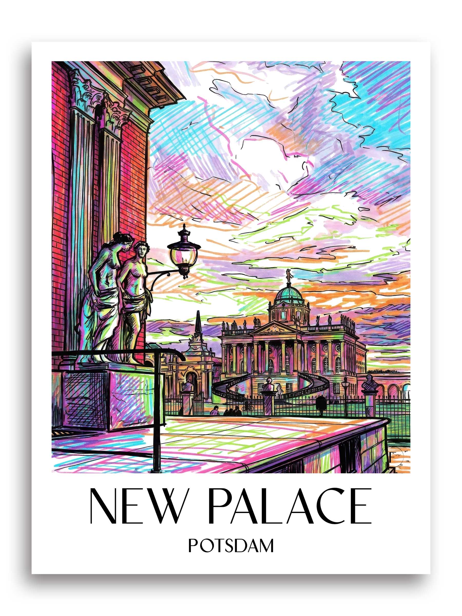 Neues Palais Poster - Potsdam - Deutschland Kunstdruck - Tag Graffiti von A4 bis A1