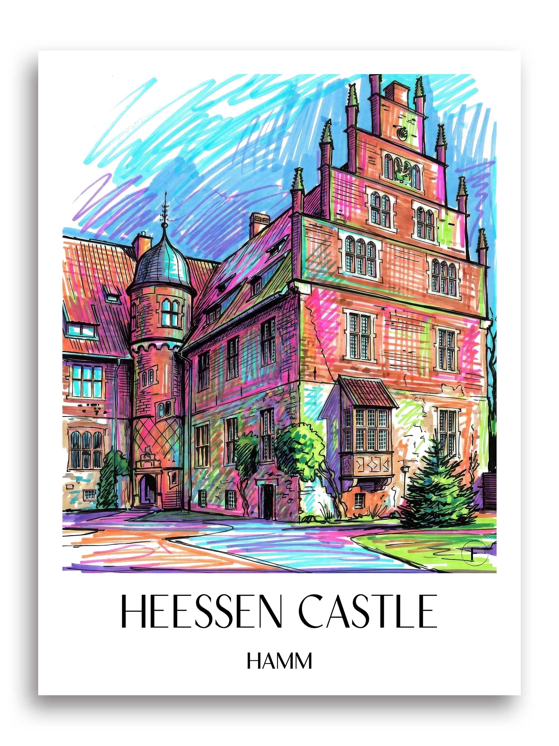 Schloss Heessen Poster - Hamm - Deutschland Kunstdruck - Tag Graffiti von A4 bis A1