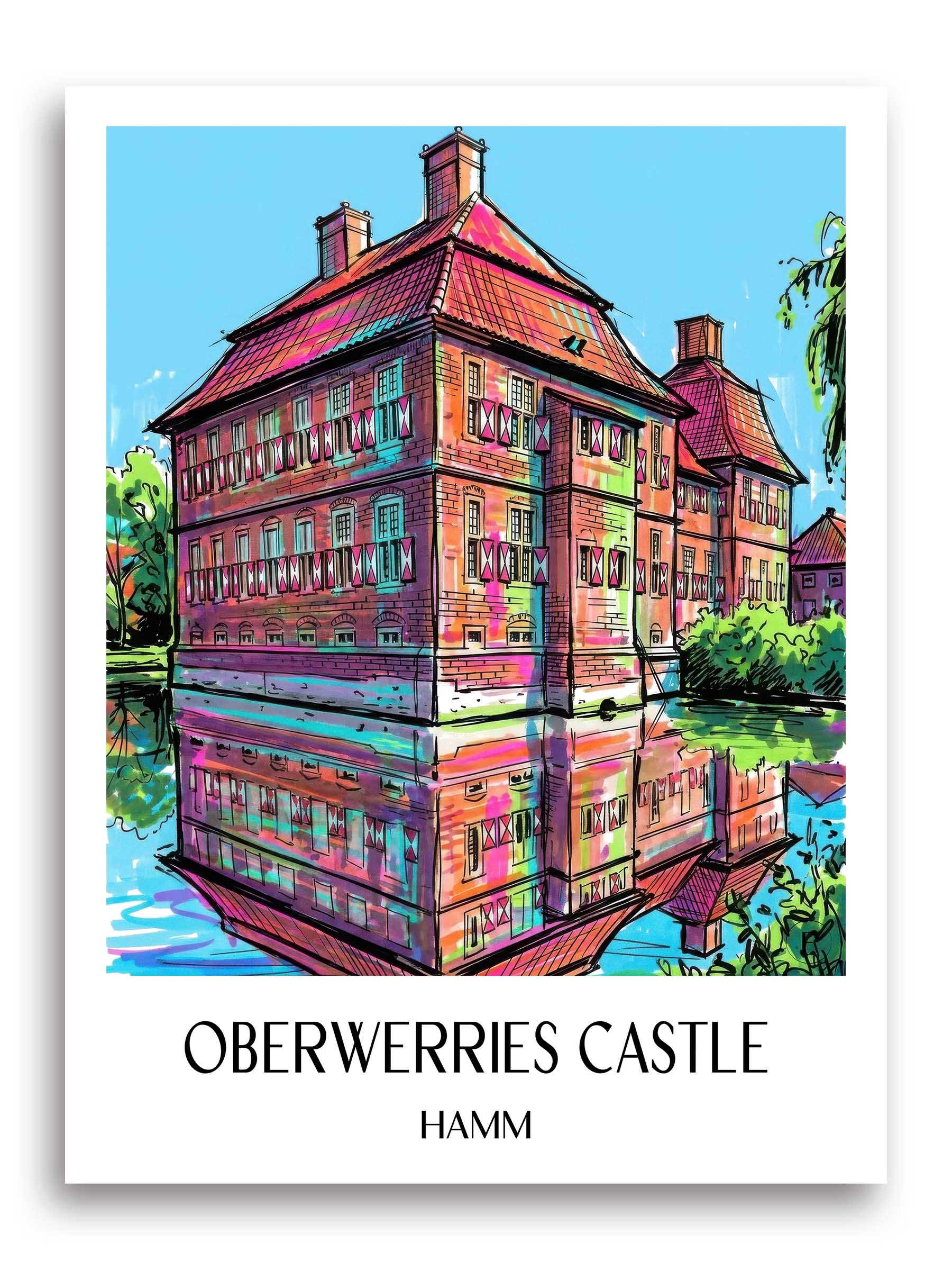 Schloss Oberwerries Poster - Hamm - Deutschland Kunstdruck - Tag Graffiti von A4 bis A1
