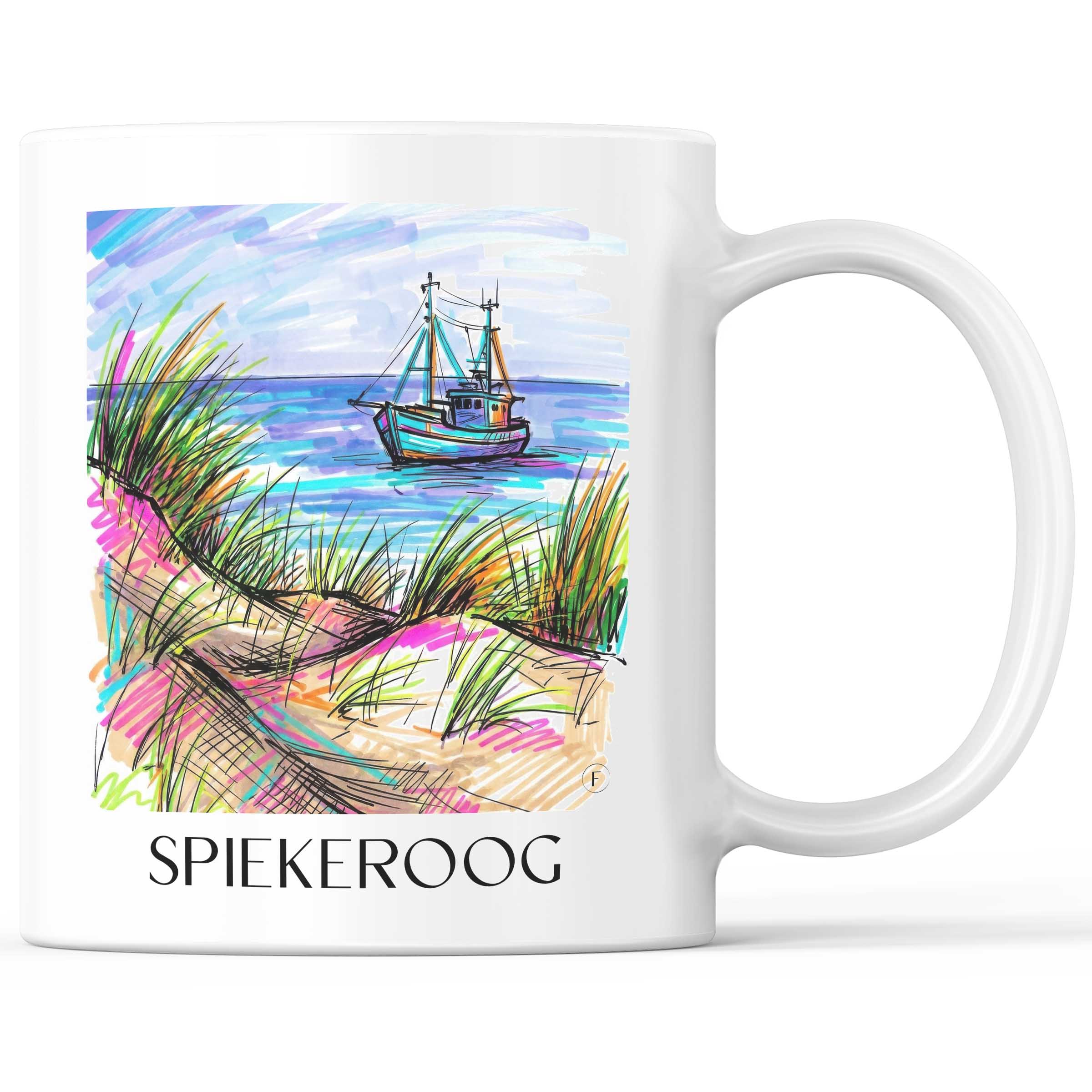Spiekeroog Kaffeebecher - Ostfriesland - Deutschland Becher - Kaffeetasse im Tag Graffiti Stil