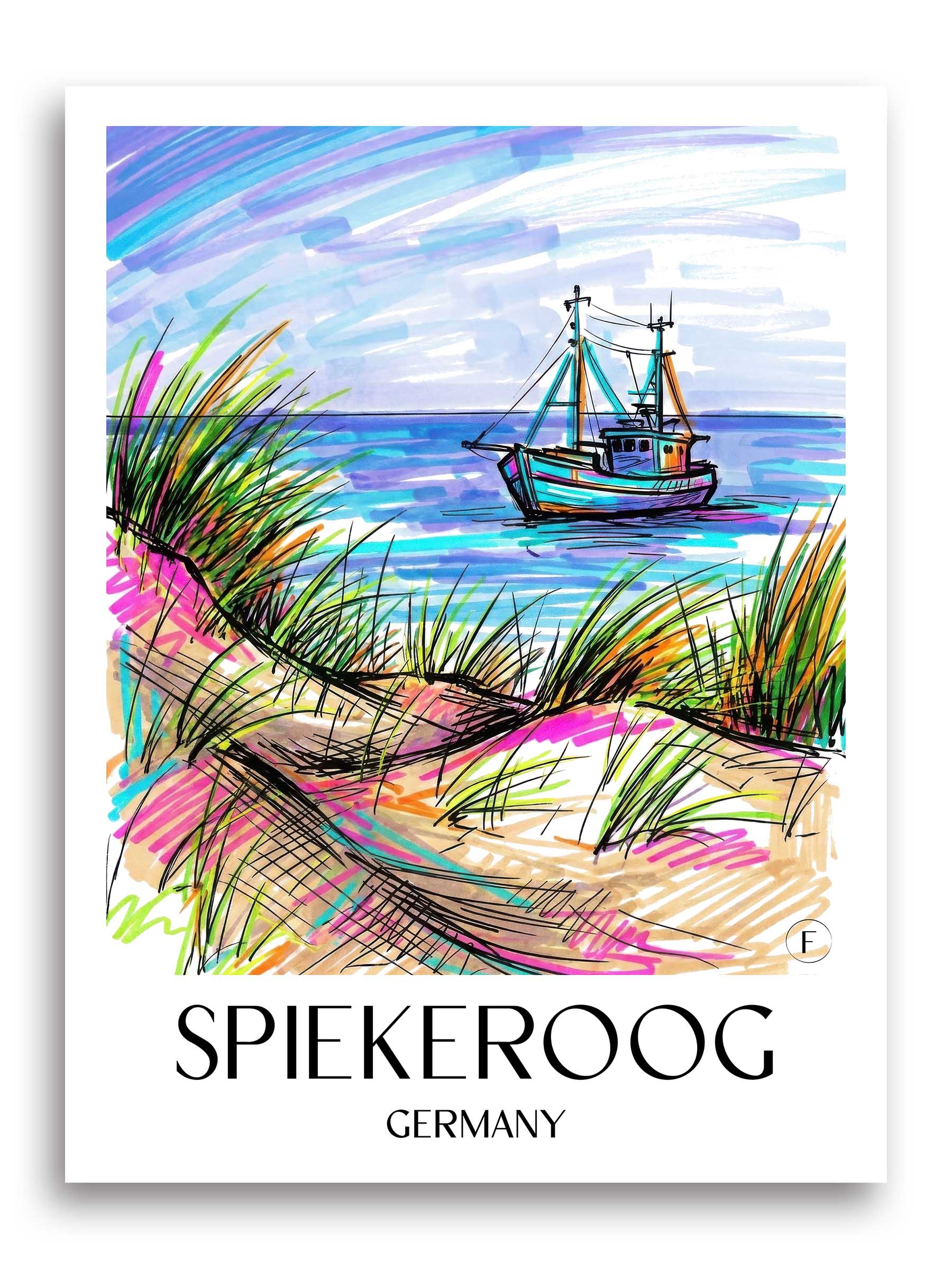 Spiekeroog Poster - Ostfriesland - Deutschland Kunstdruck - Tag Graffiti von A4 bis A1