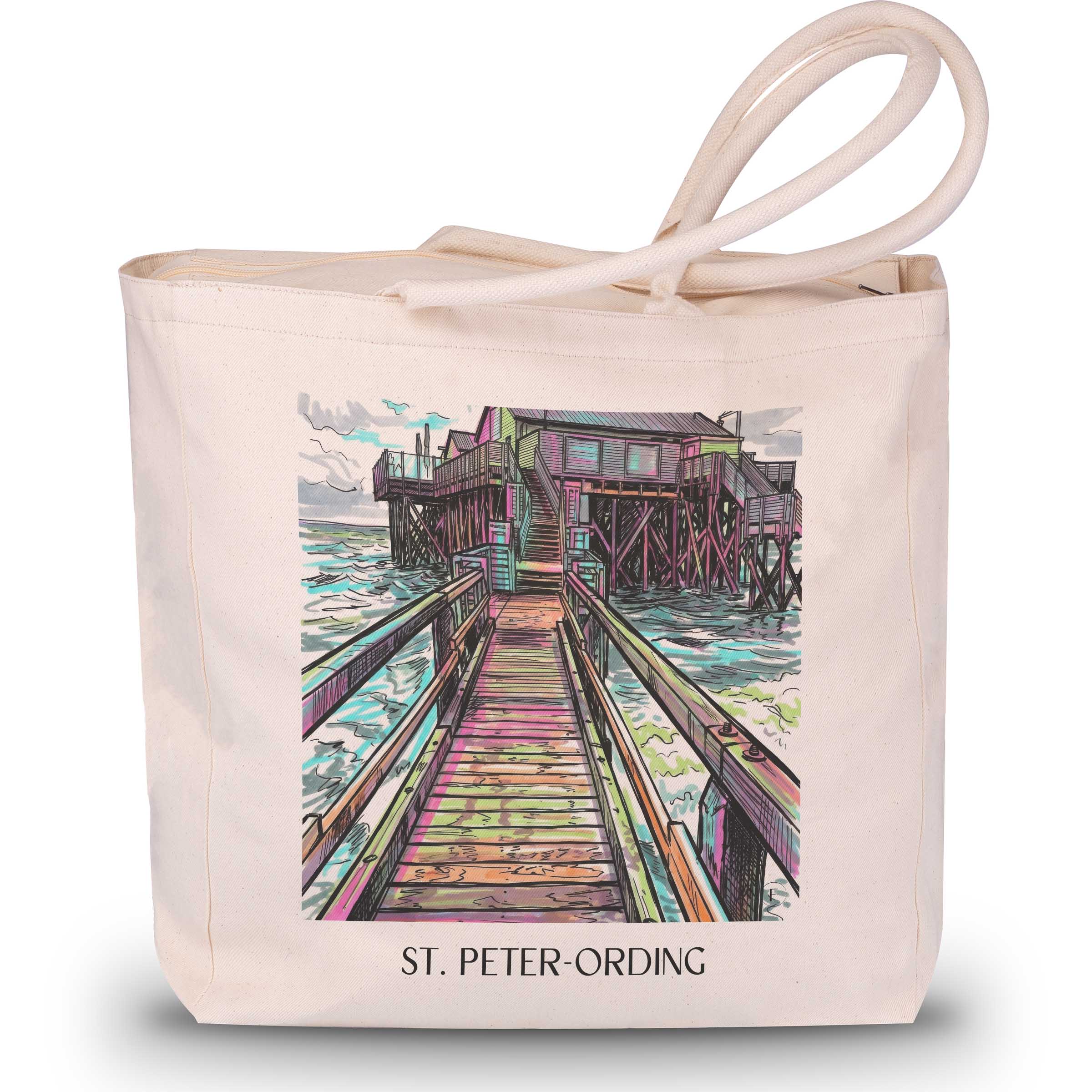 St. Peter-Ording Shopping Tasche - Nordfriesland - Deutschland Tote Bag - Einkaufstasche im Tag Graffiti Stil