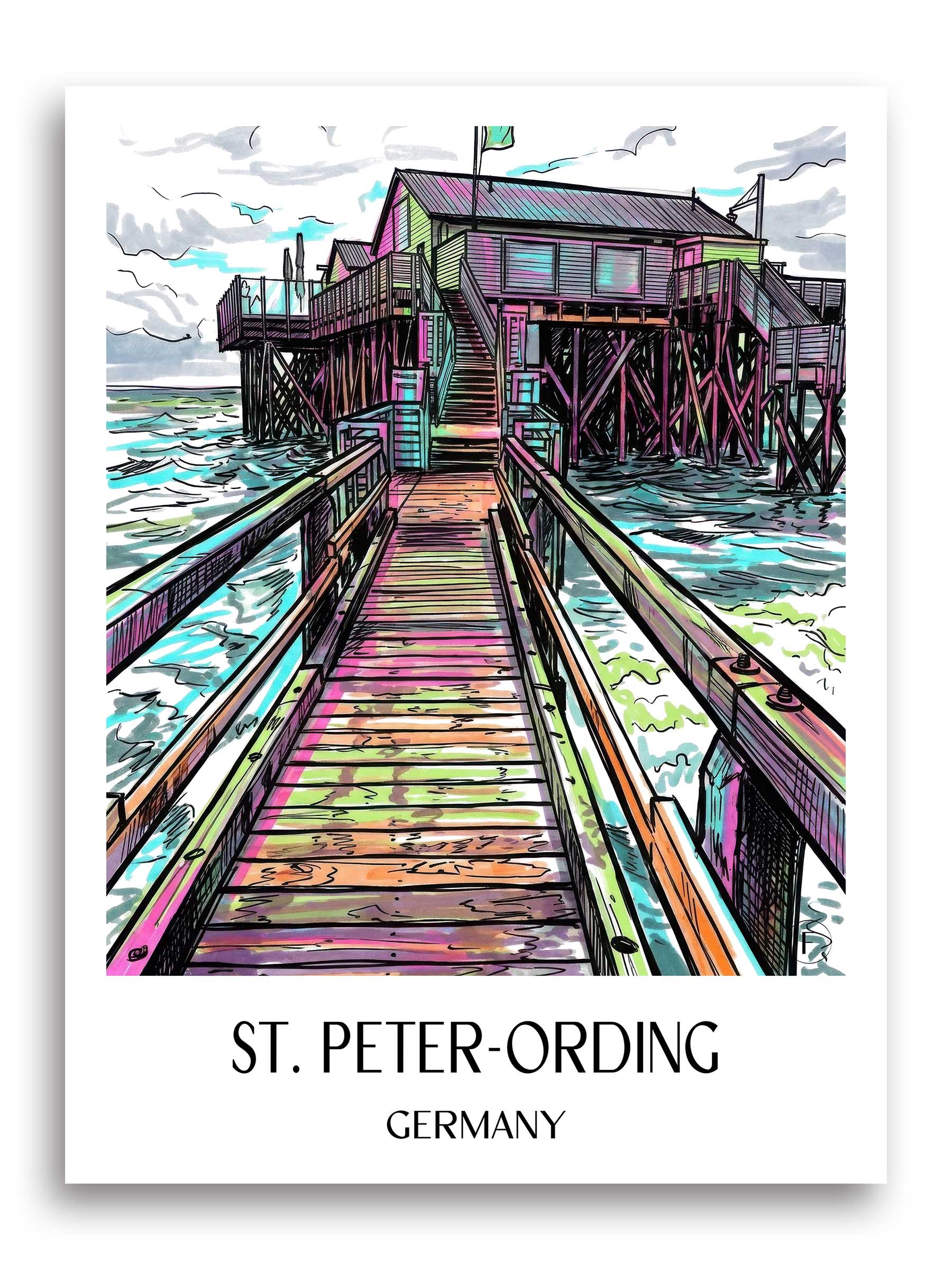 St. Peter-Ording Poster - Nordfriesland - Deutschland Kunstdruck - Tag Graffiti von A4 bis A1