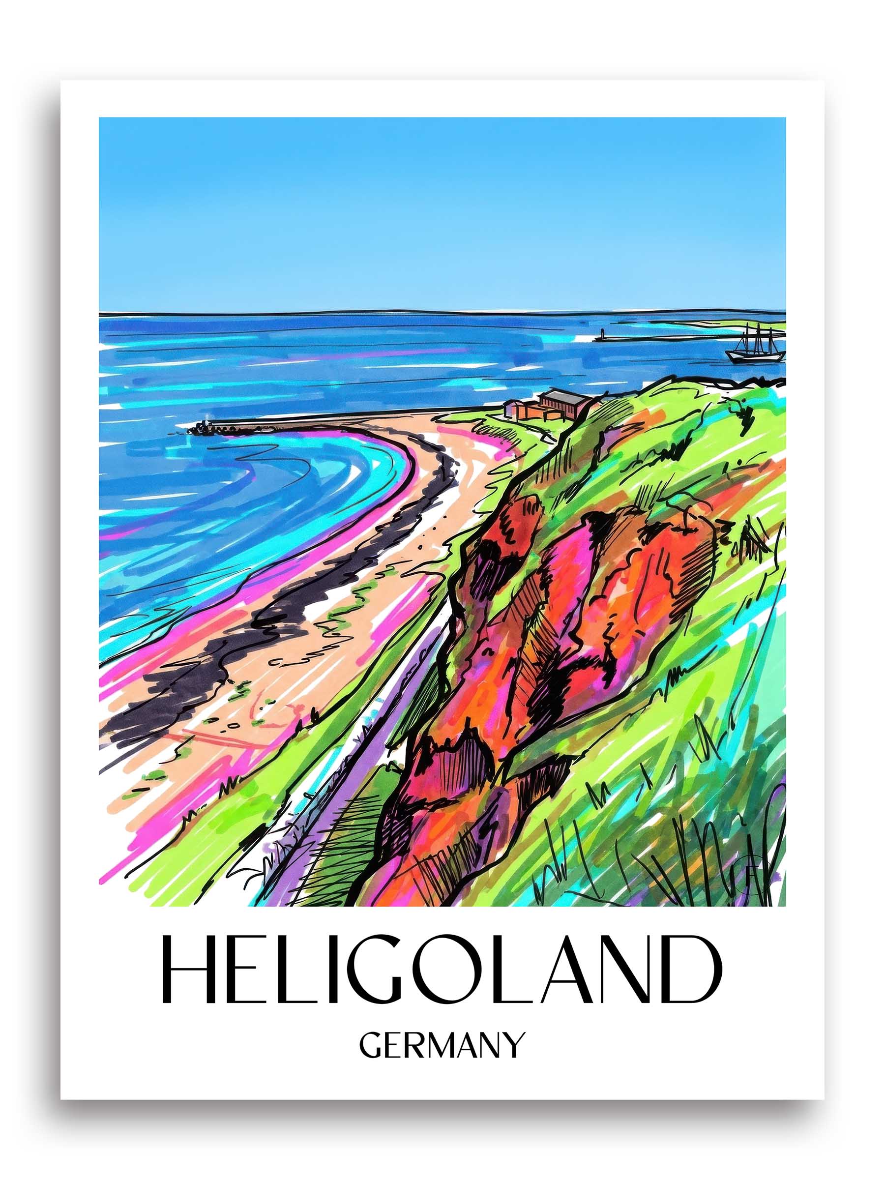 Helgoland Poster - Schleswig-Holstein - Deutschland Kunstdruck - Tag Graffiti von A4 bis A1
