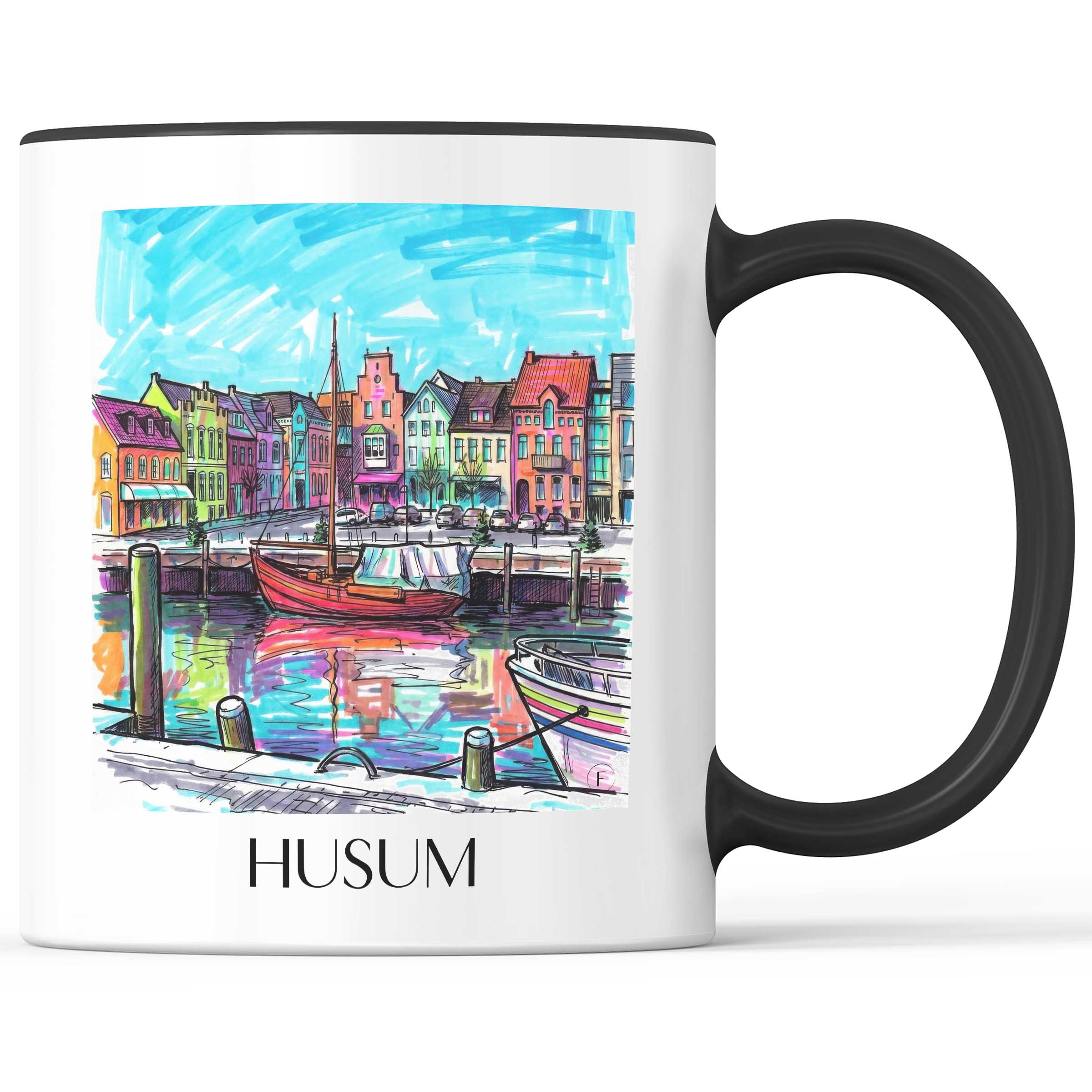 Husum Kaffeebecher - Nordfriesland - Deutschland Becher - Kaffeetasse im Tag Graffiti Stil