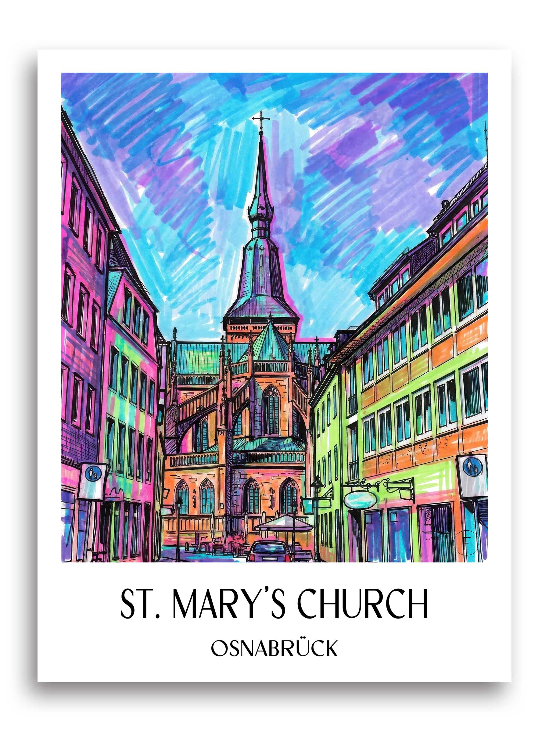 Marienkirche Poster - Osnabrück - Deutschland Kunstdruck - Tag Graffiti von A4 bis A1