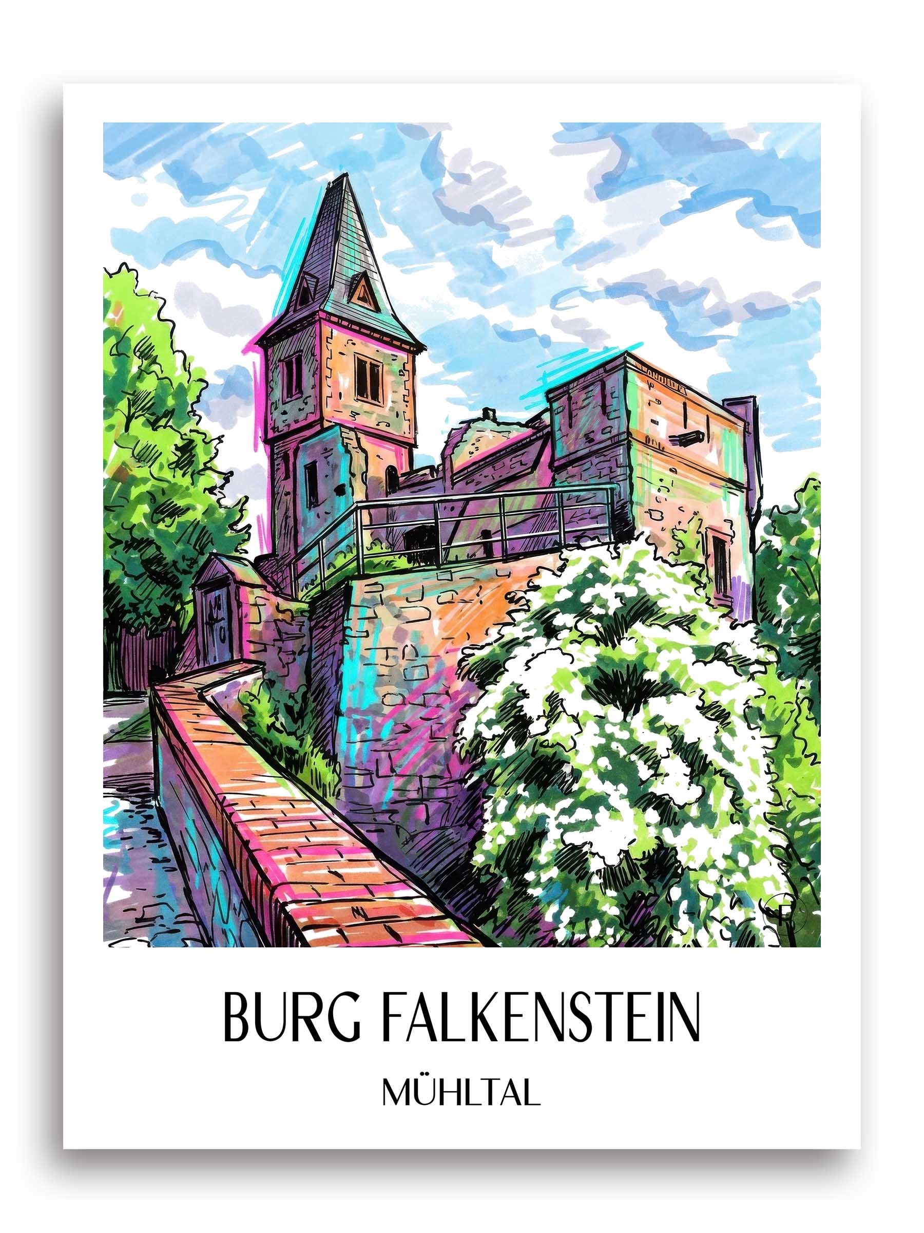 burg-falkenstein-mühltal-deutschland-poster-graffiti