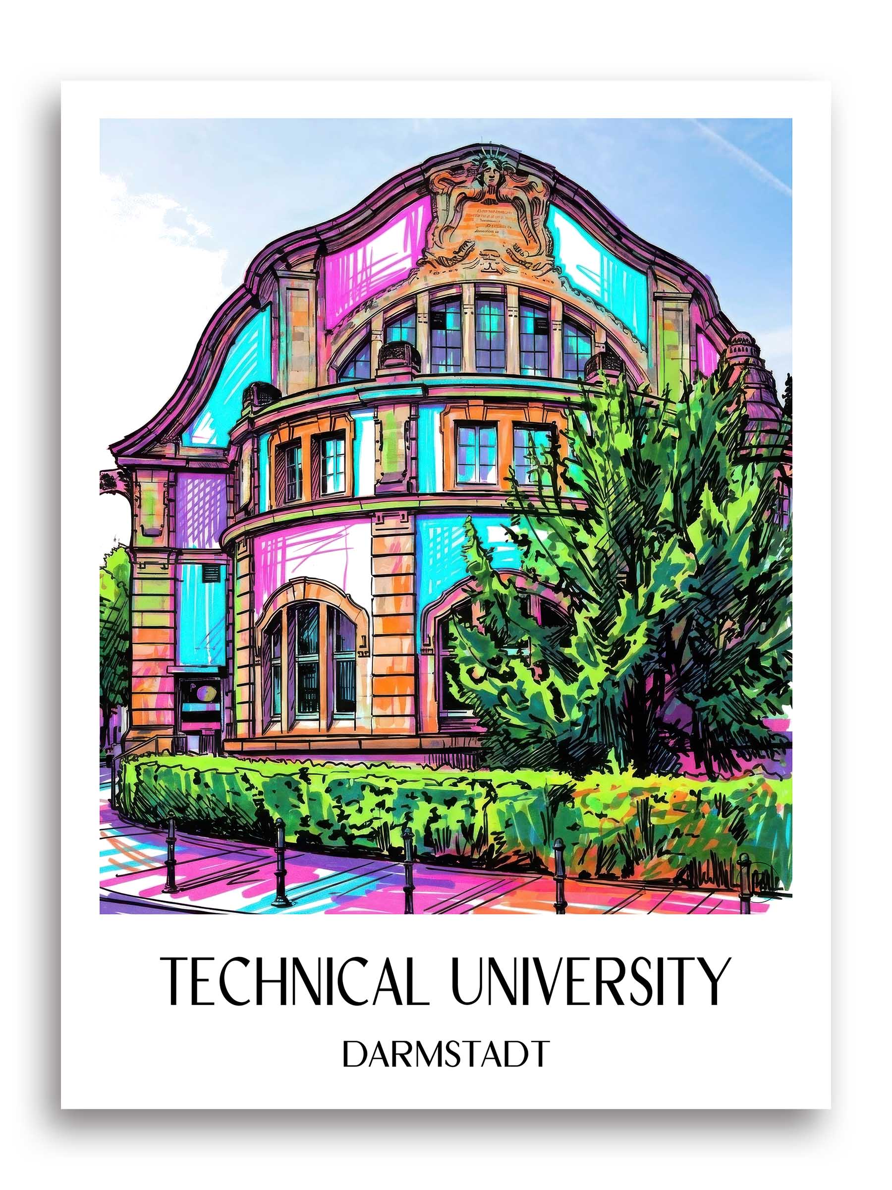 Technische Universität Poster - Darmstadt - Deutschland Kunstdruck - Tag Graffiti von A4 bis A1