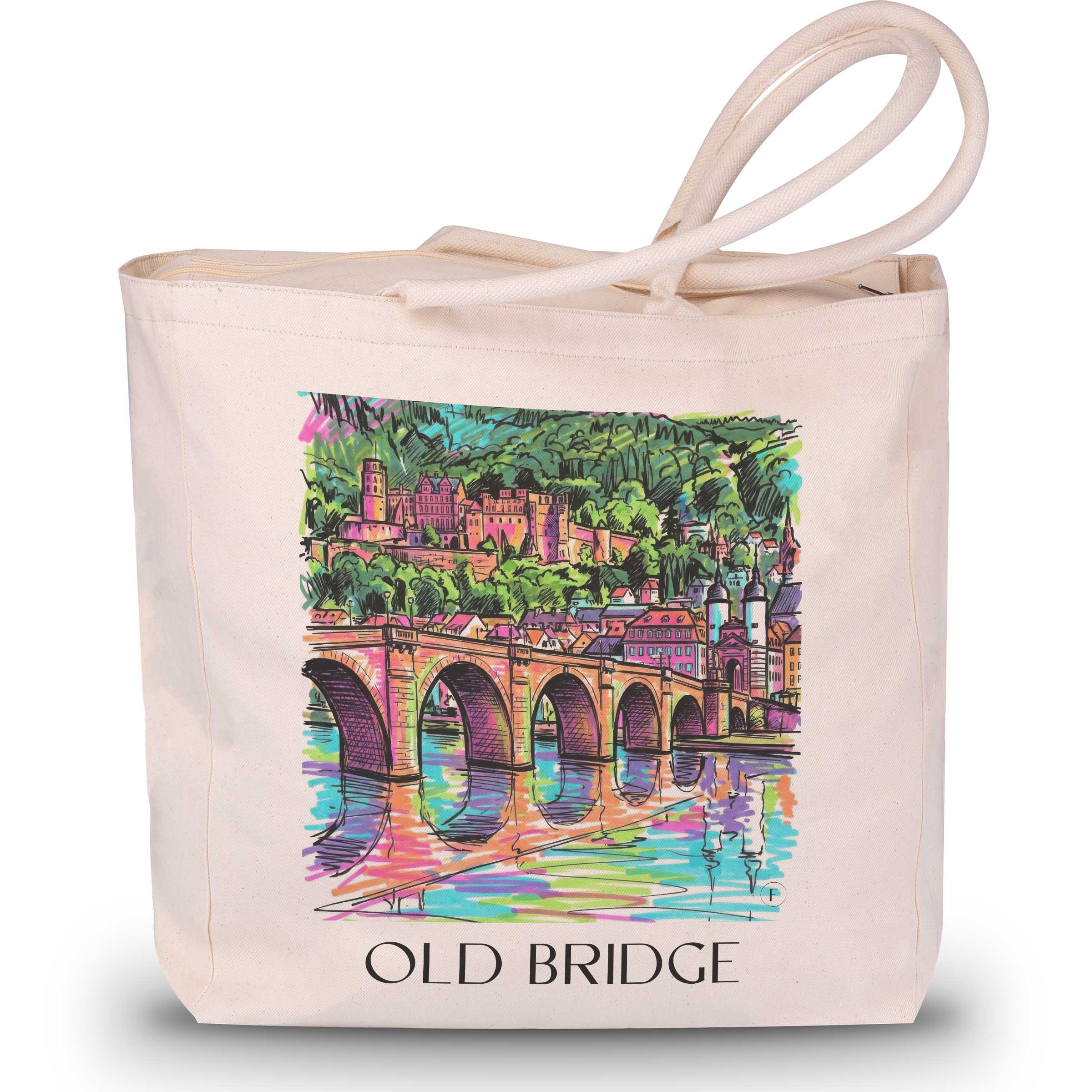 Alte Brücke Shopping Tasche - Heidelberg - Deutschland Tote Bag - Einkaufstasche im Tag Graffiti Stil
