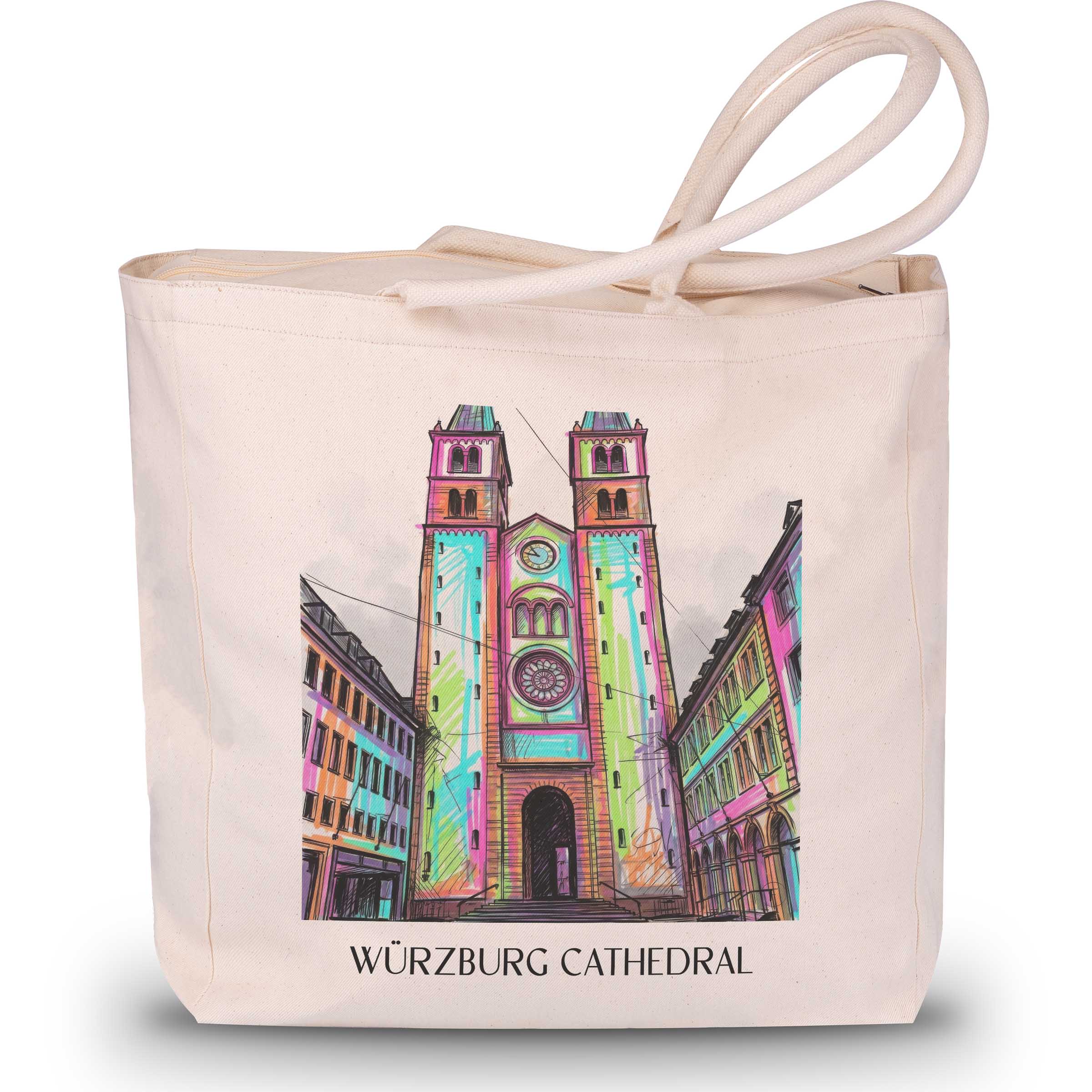 Würzburger Dom Shopping Tasche - Franken - Deutschland Tote Bag - Einkaufstasche im Tag Graffiti Stil