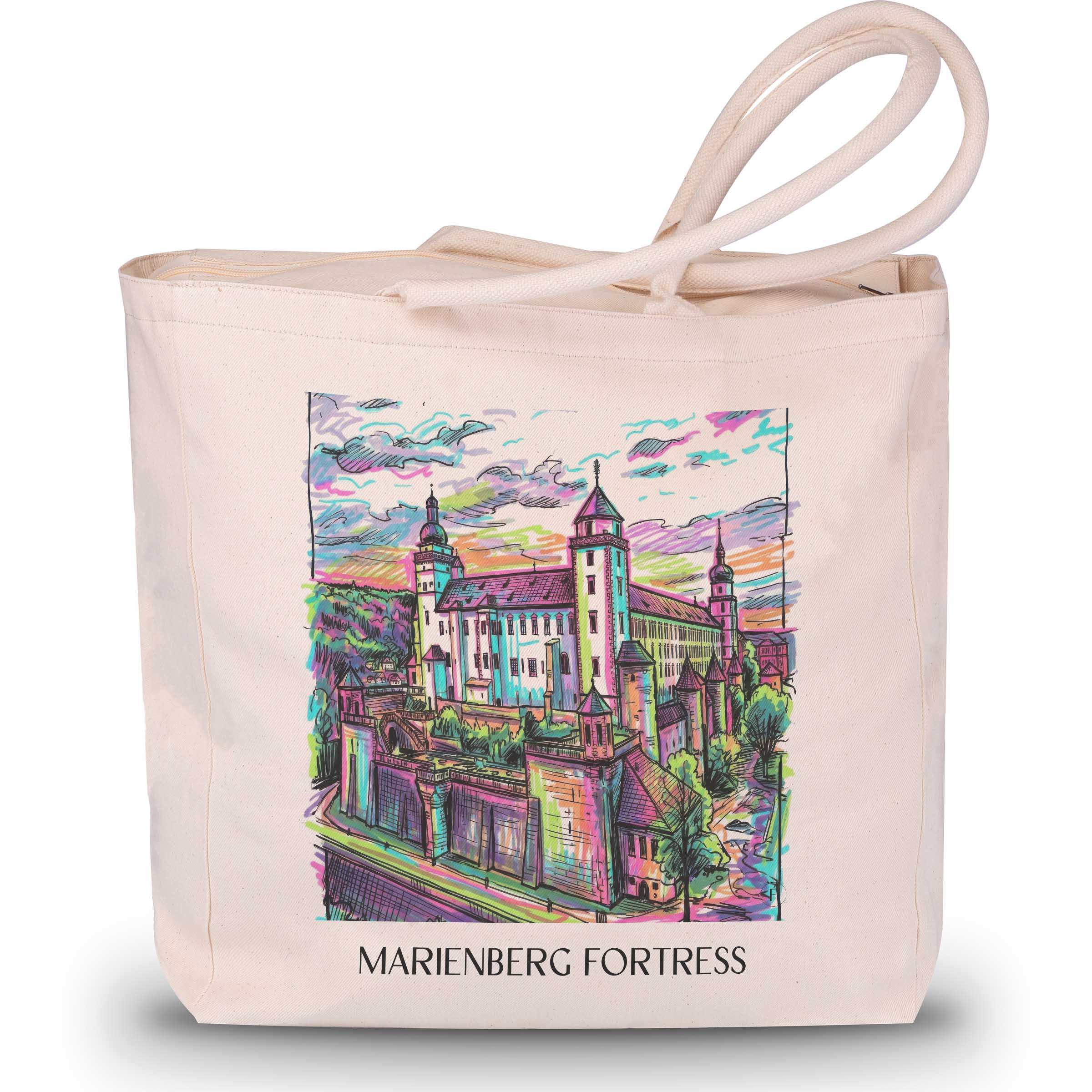 Festung Marienberg Shopping Tasche - Würzburg - Deutschland Tote Bag - Einkaufstasche im Tag Graffiti Stil