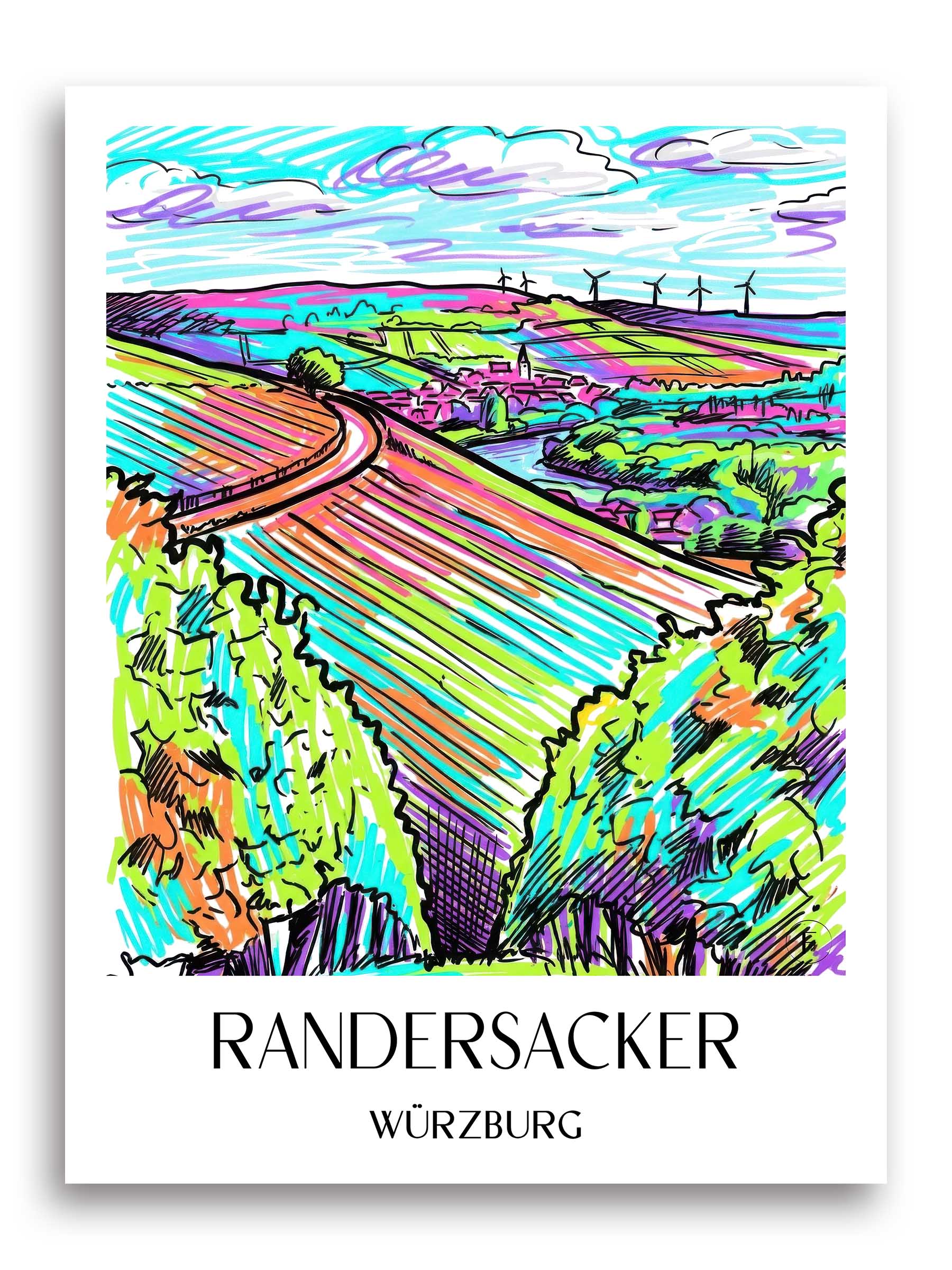Randersacker Poster - Würzburg - Deutschland Kunstdruck - Tag Graffiti von A4 bis A1