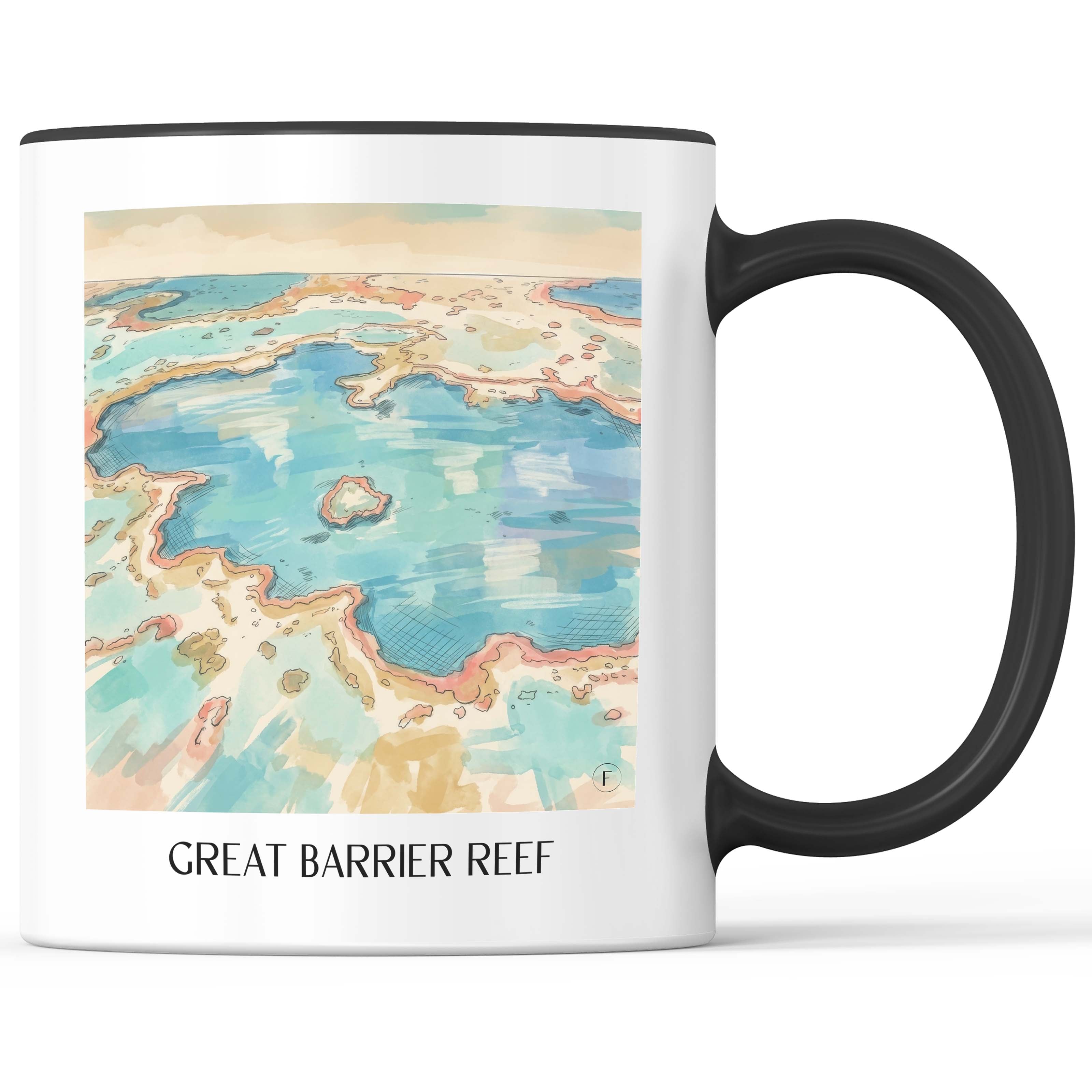 great barrier reef - Australien Becher - Kaffeetasse im Aquarell Stil - favplace