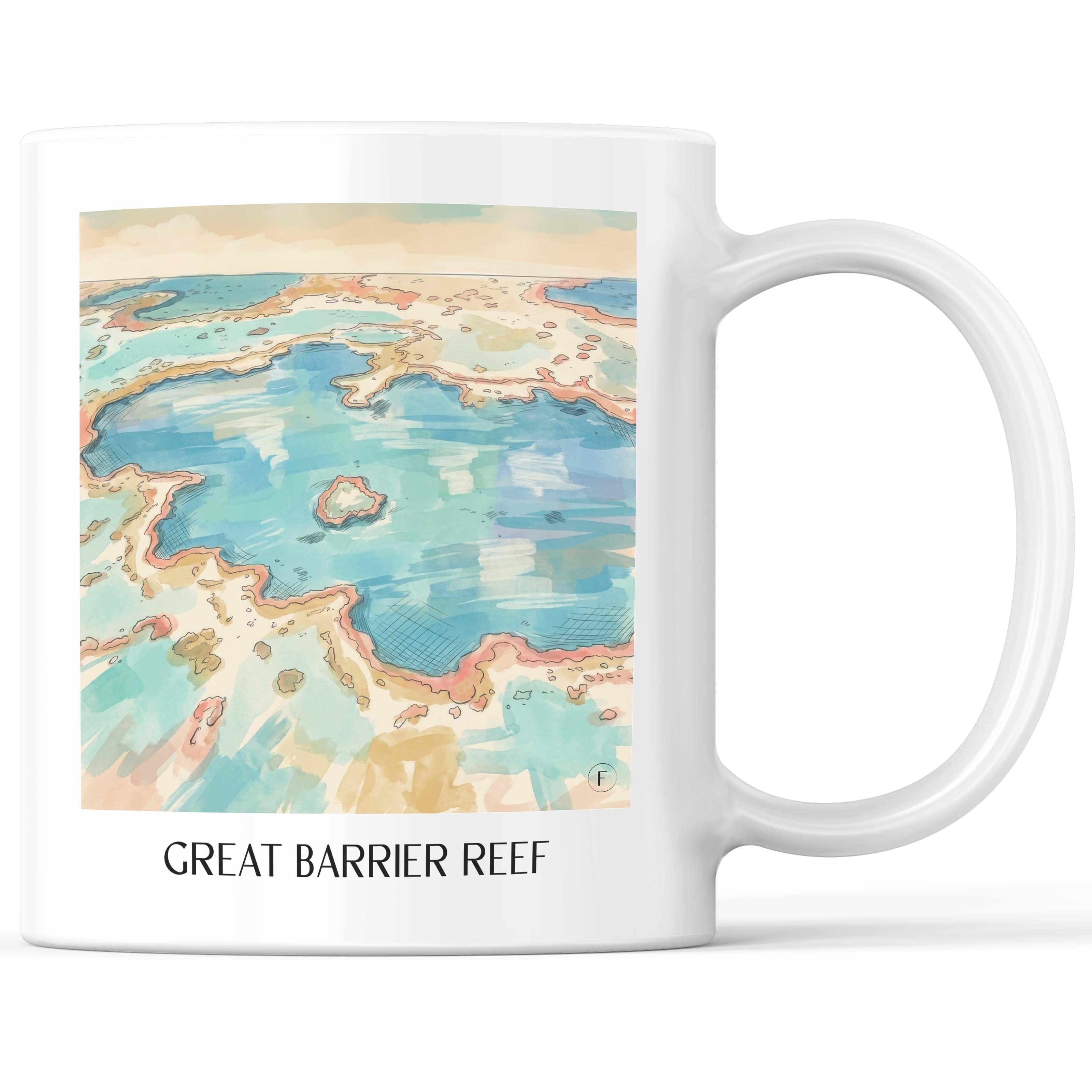 great barrier reef - Australien Becher - Kaffeetasse im Aquarell Stil - favplace