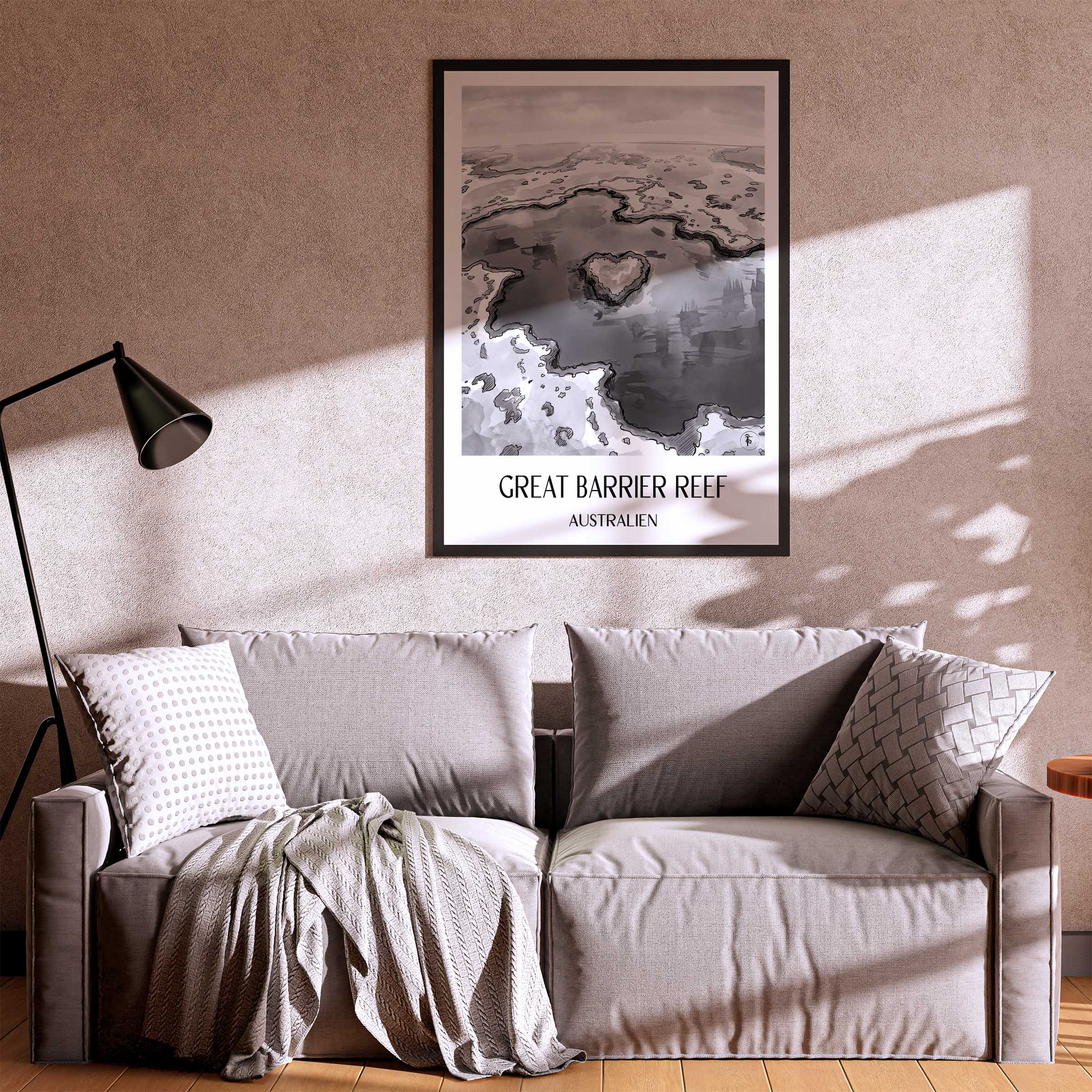 great-barrier-reef-australien-poster-aquarell-schwarz-weiss