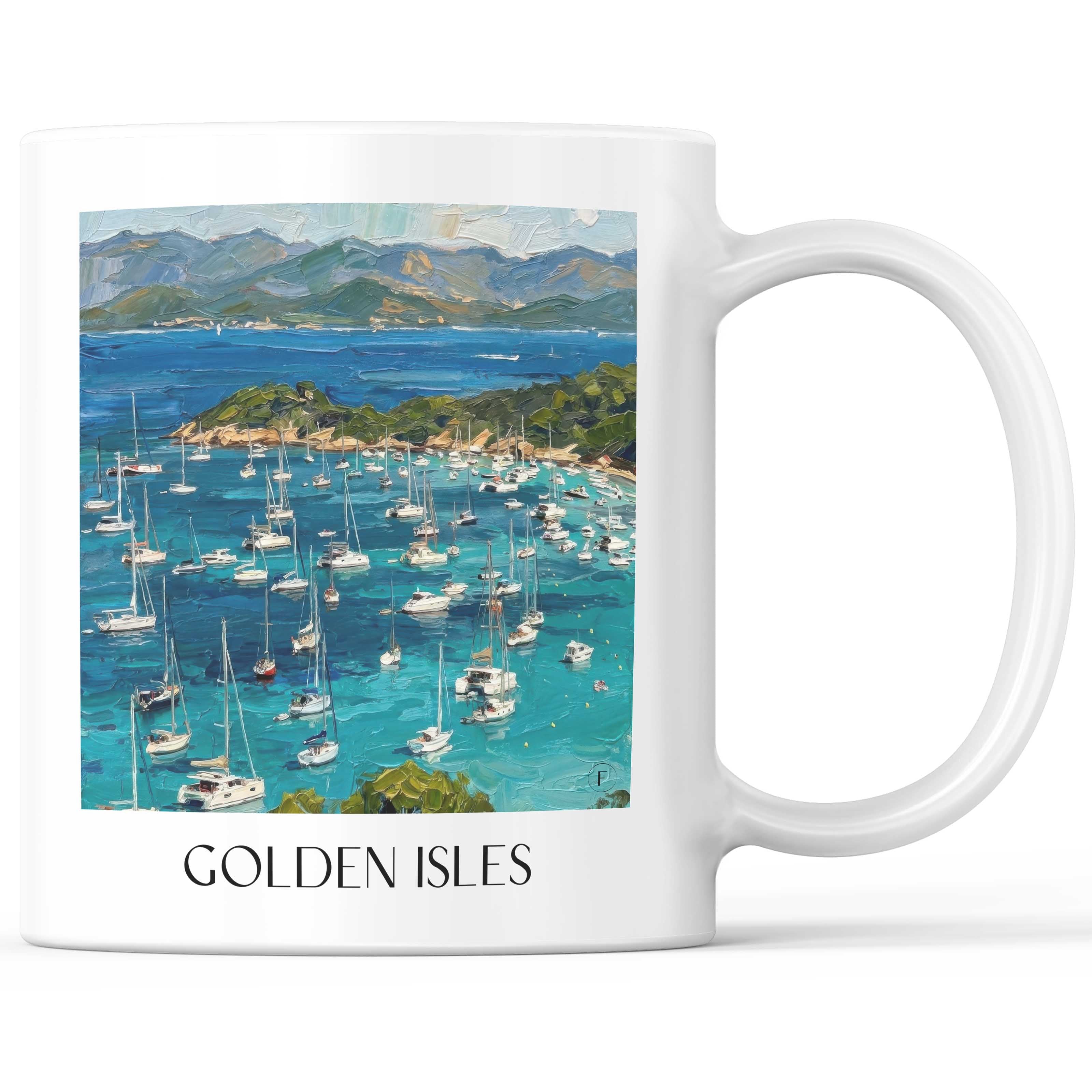 Îles d'Or Kaffeebecher - Hyères - Frankreich Becher - Kaffeetasse im Ölgemälde Stil - favplace