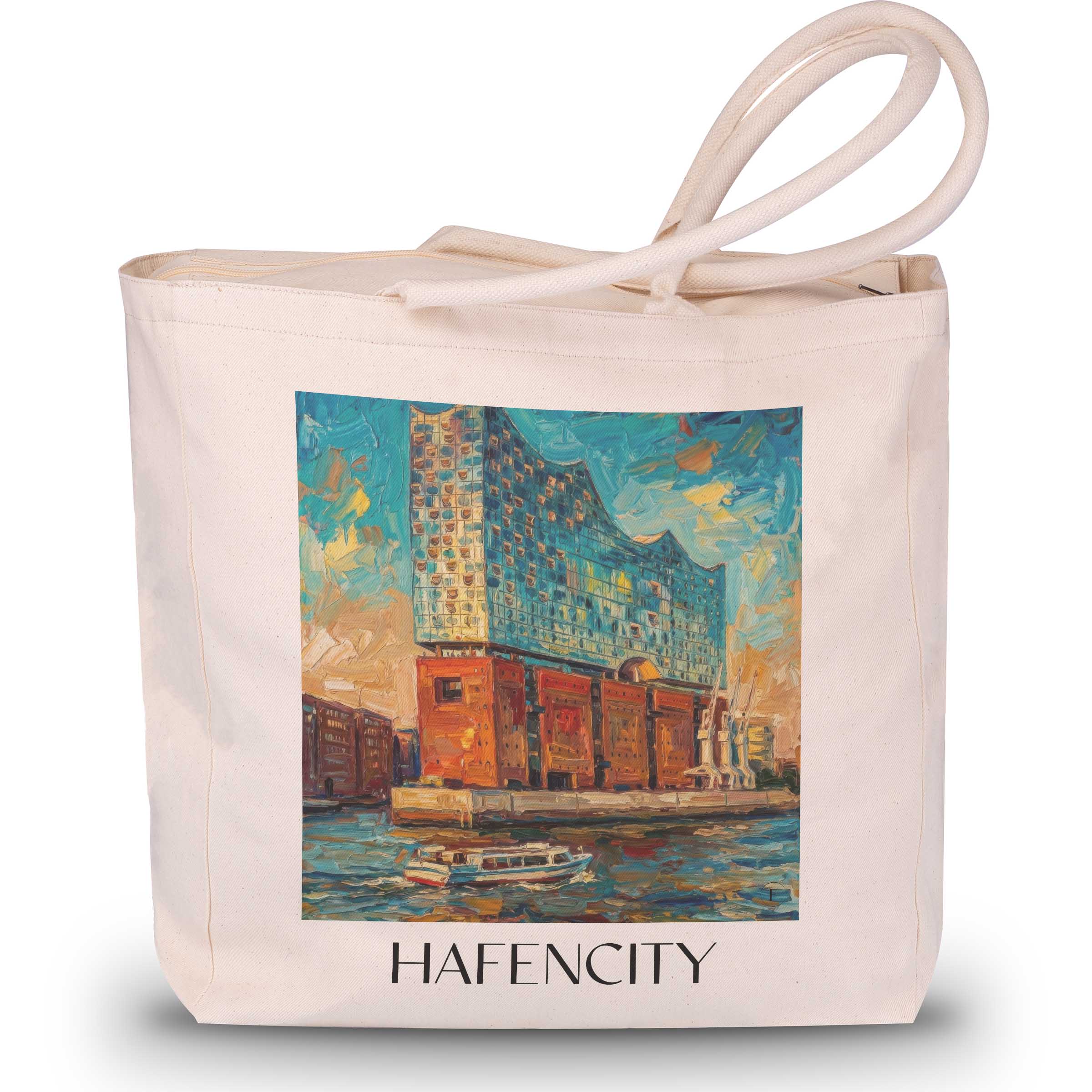 hafencity-hamburg-deutschland-einkaufstasche-oil-painting-oelgemaelde