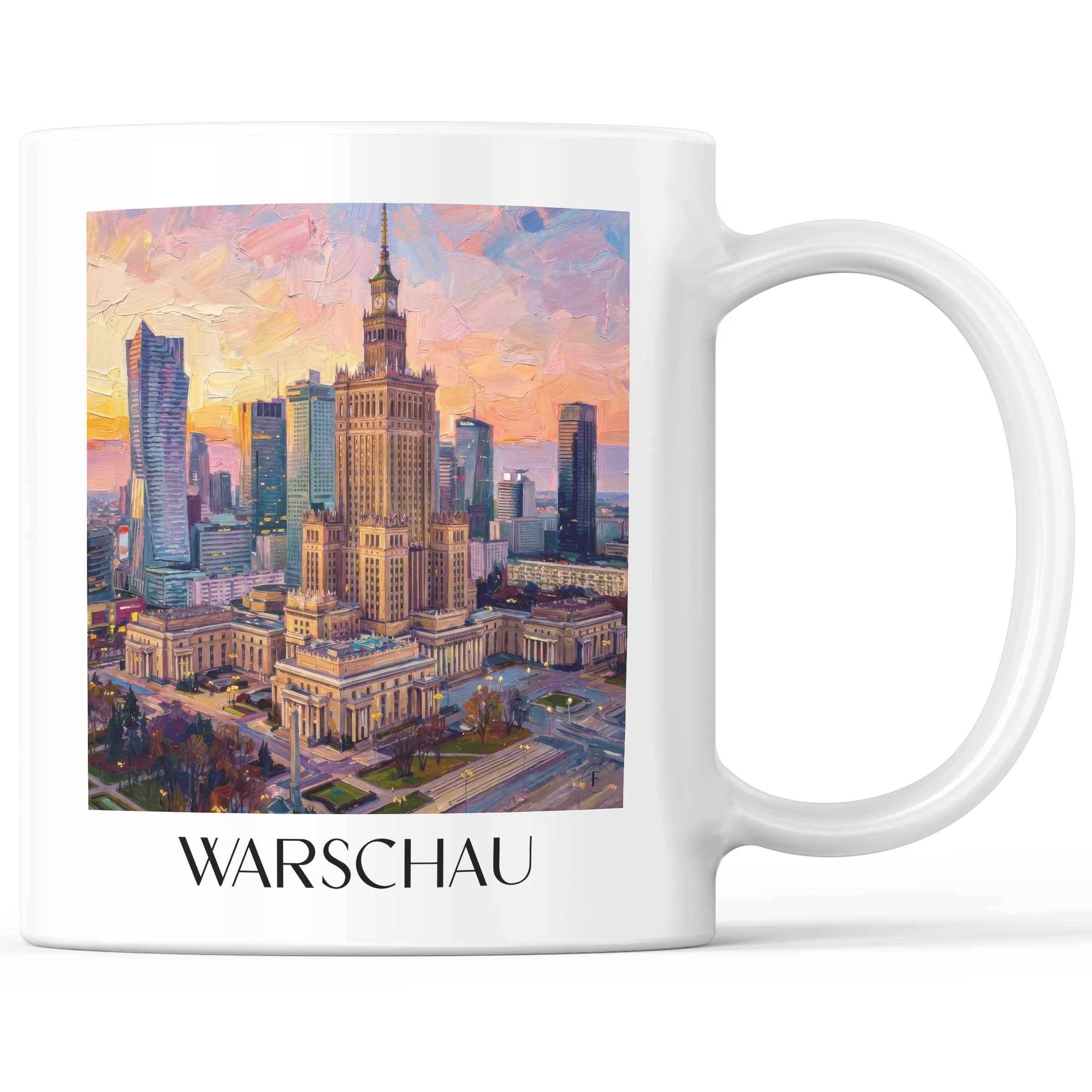 Warschau - Polen Becher - Kaffeetasse im Ölgemälde Stil