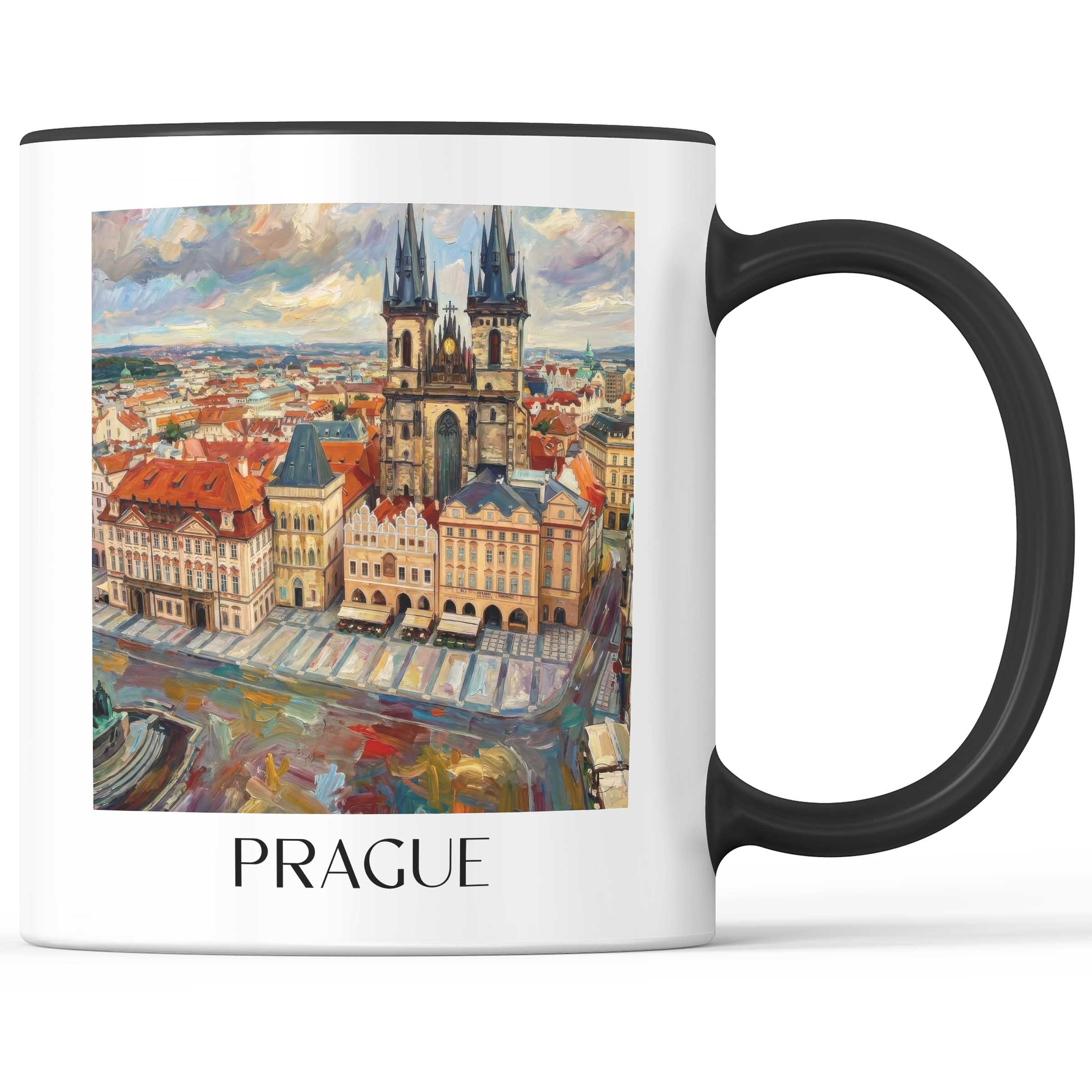Prag - Tschechien Becher - Kaffeetasse im Ölgemälde Stil