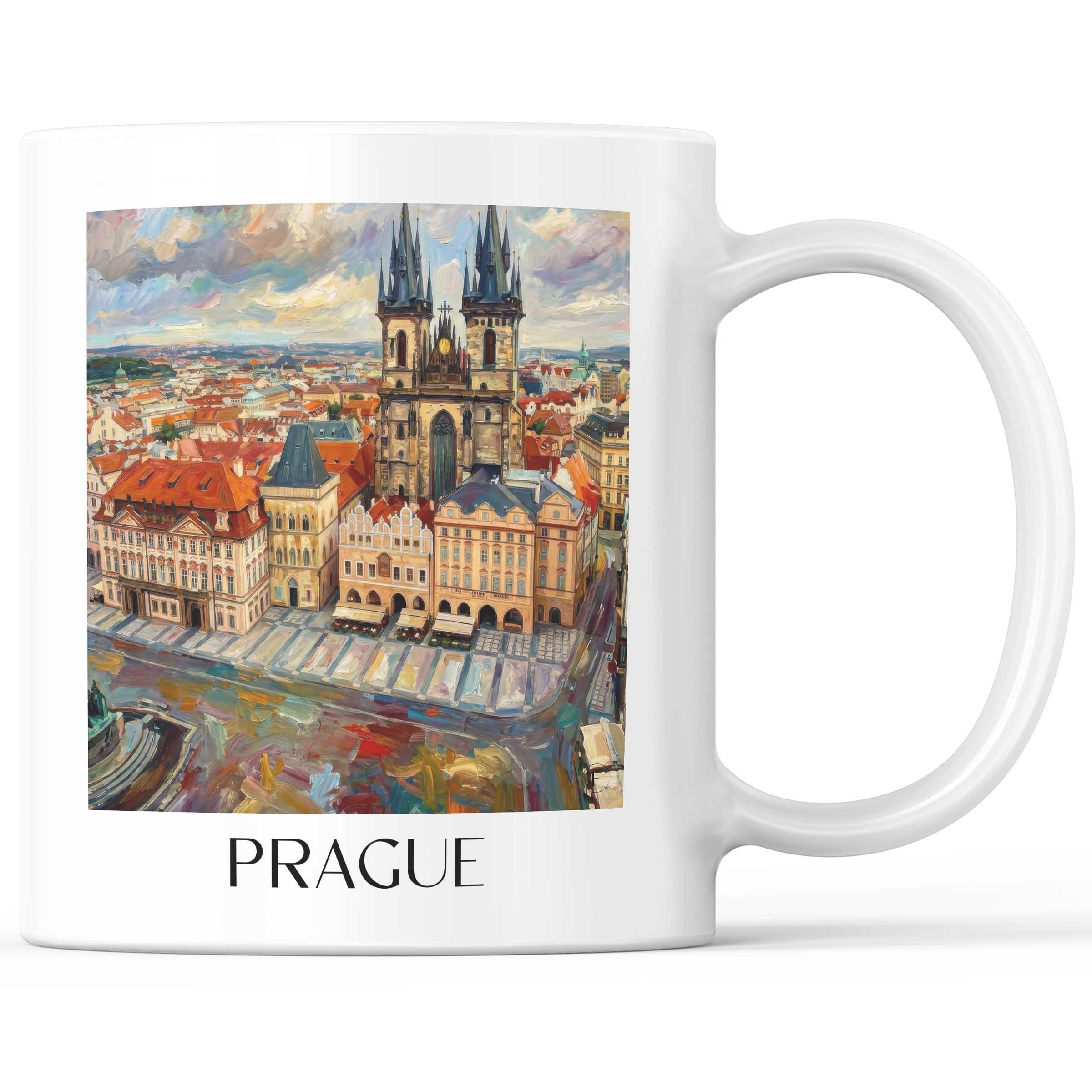 Prag - Tschechien Becher - Kaffeetasse im Ölgemälde Stil