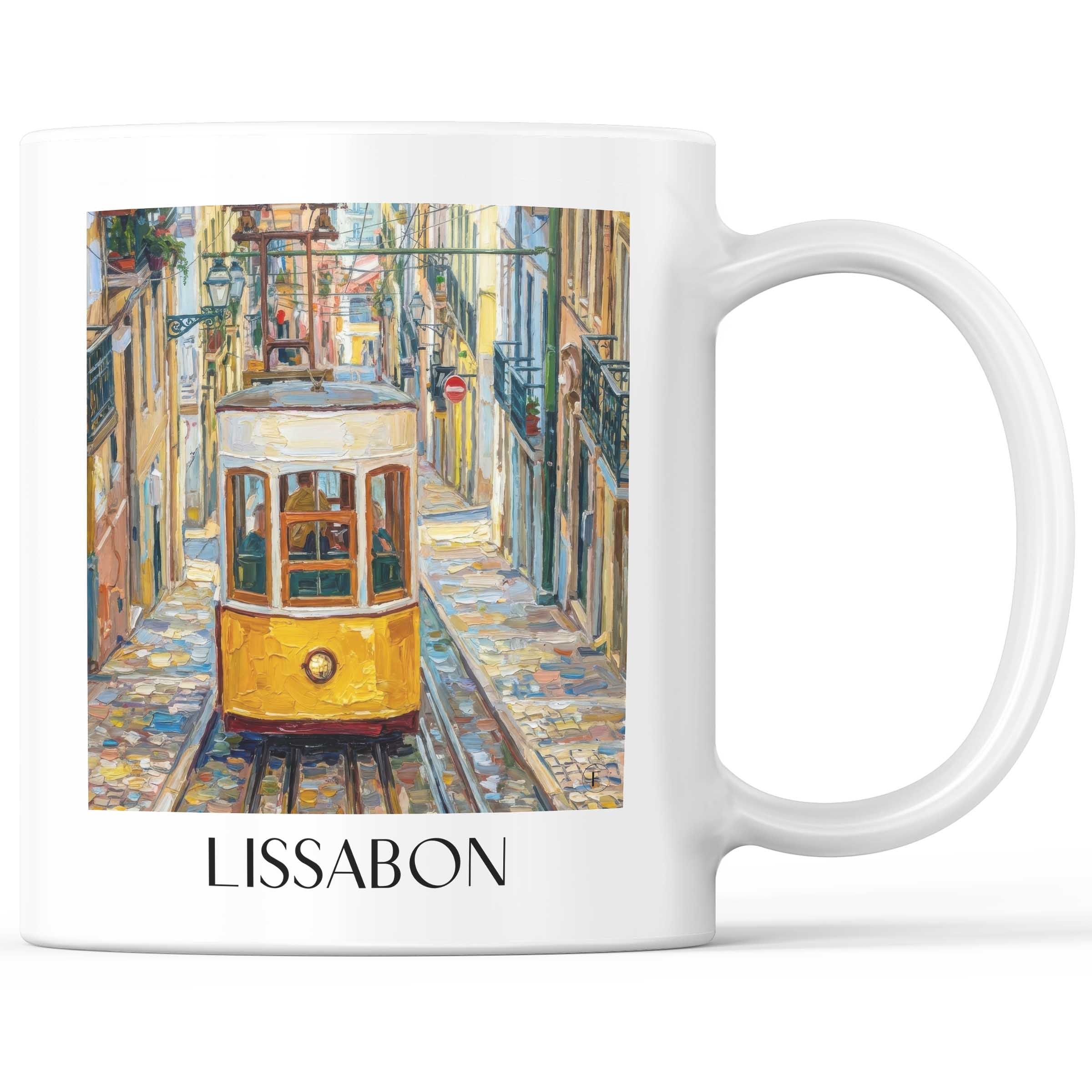 Lissabon - Portugal Becher - Kaffeetasse im Ölgemälde Stil