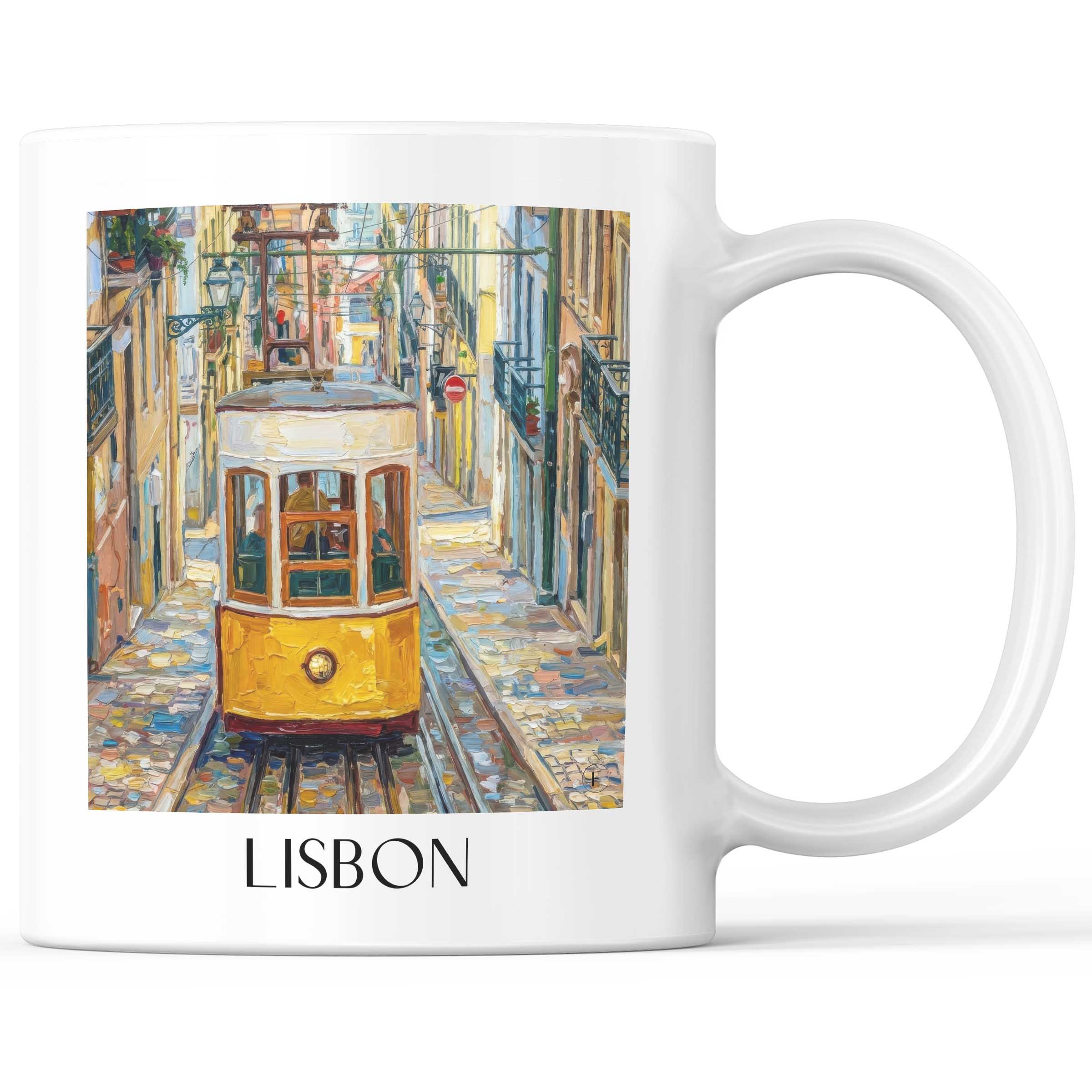 Lissabon - Portugal Becher - Kaffeetasse im Ölgemälde Stil