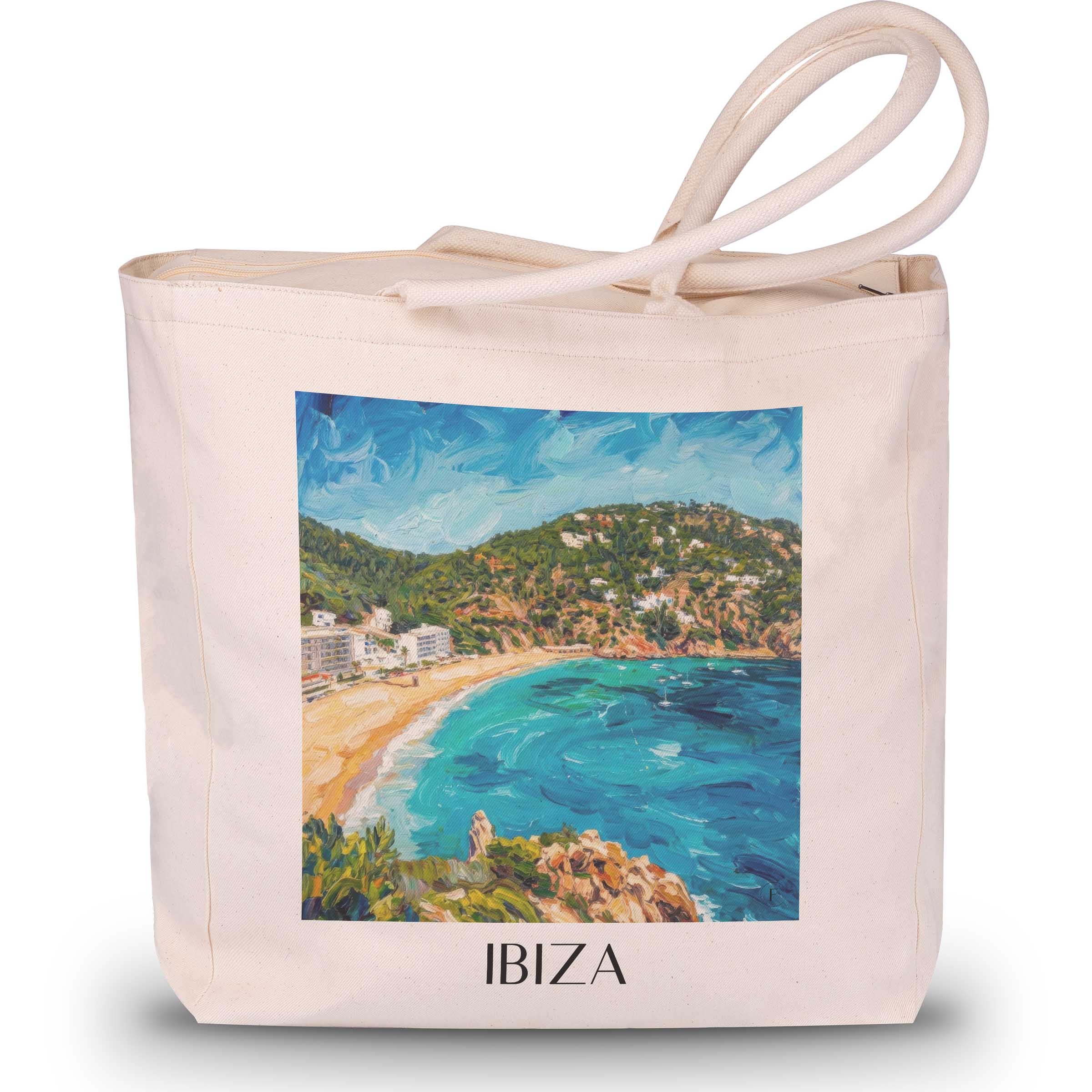 Ibiza - Spanien Tote Bag - Einkaufstasche im Ölgemälde Stil