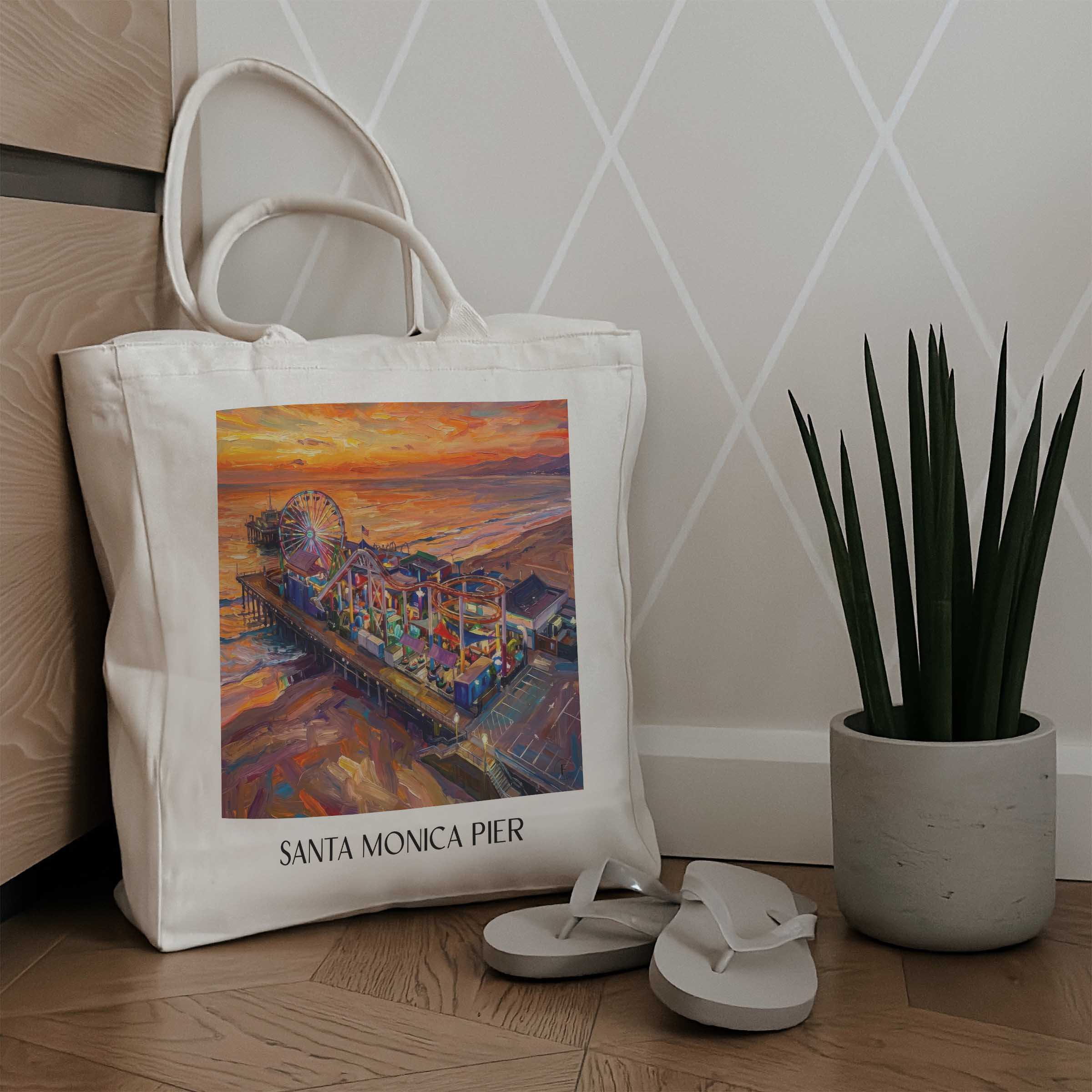 santa-monica-pier-californien-usa-einkaufstasche-oil-painting-oelgemaelde