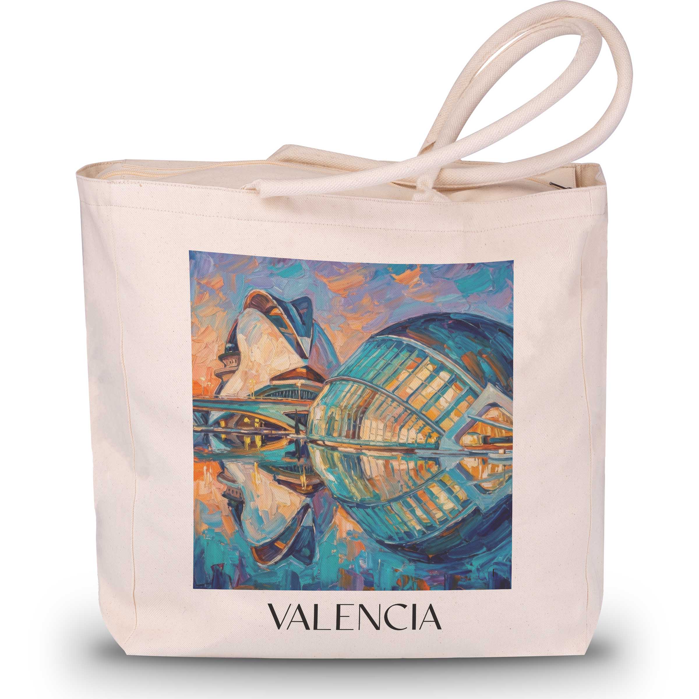 Valencia - Spanien Tote Bag - Einkaufstasche im Ölgemälde Stil