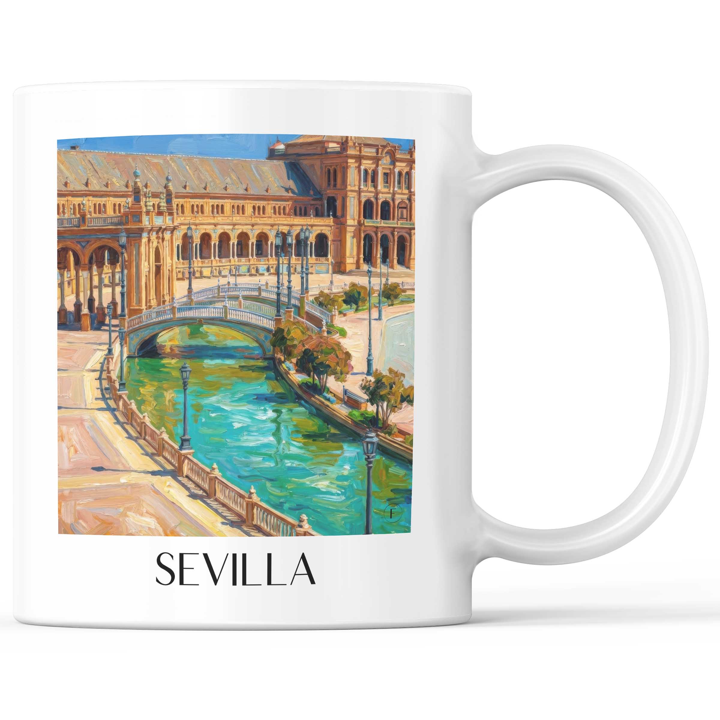 Sevilla - Spanien Becher - Kaffeetasse im Ölgemälde Stil