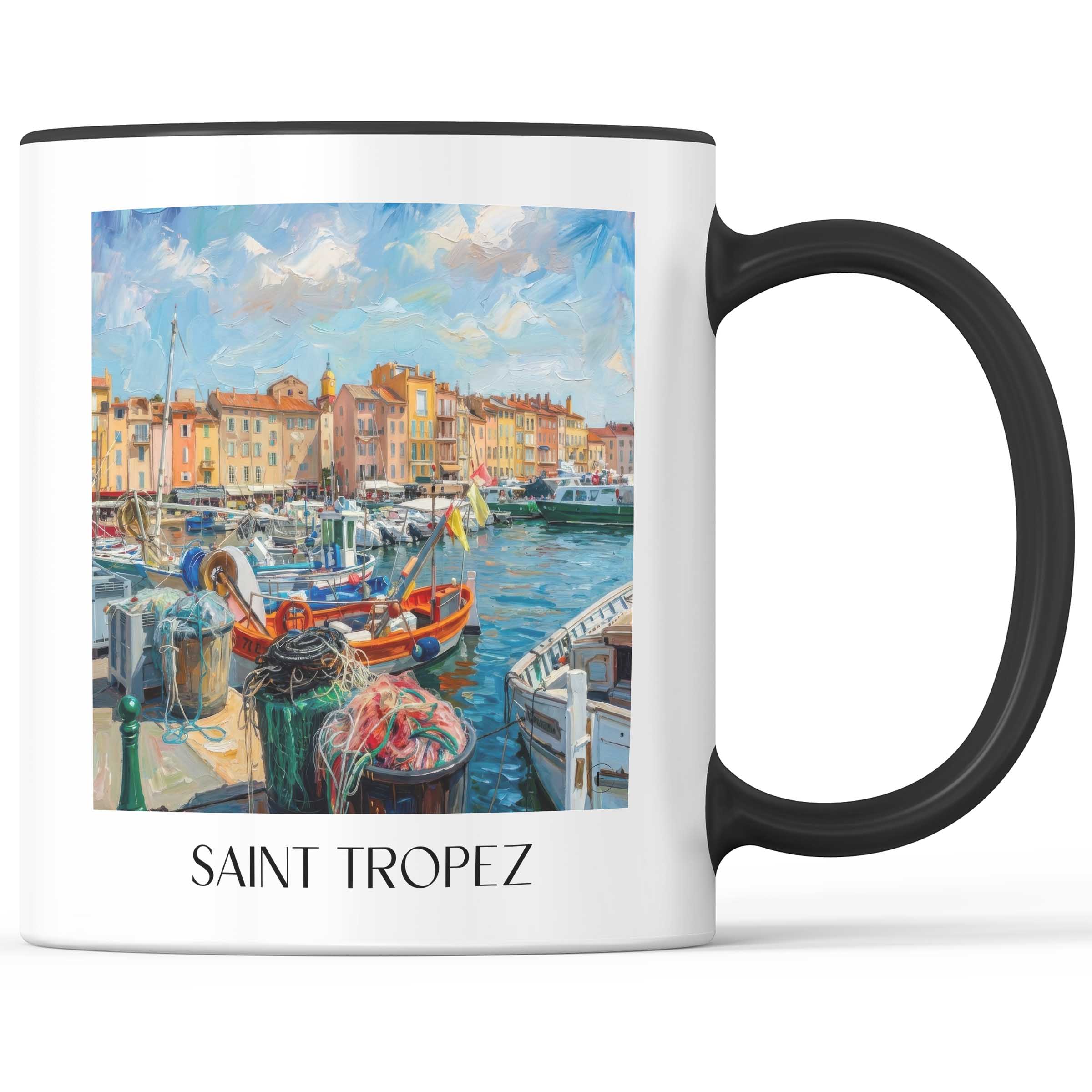 Saint Tropez - Frankreich Becher - Kaffeetasse im Ölgemälde Stil