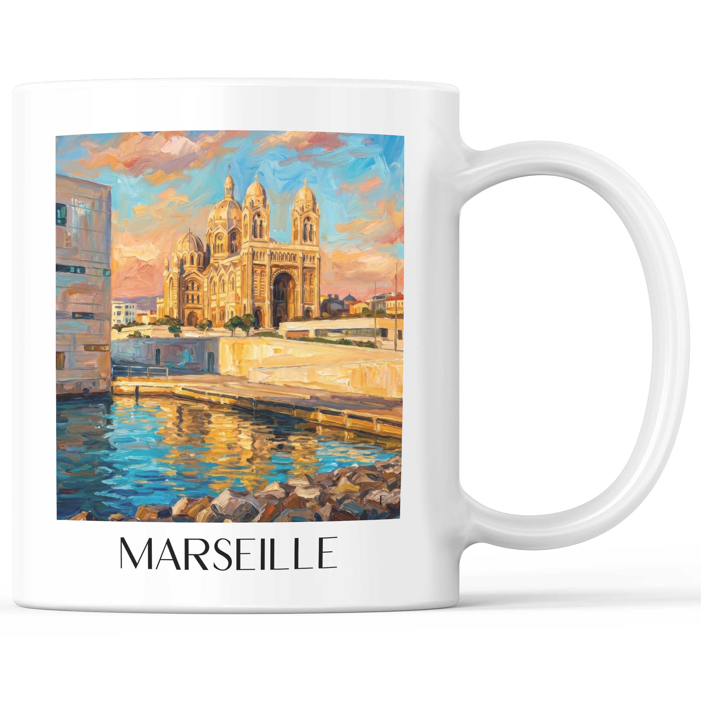Marseille - Frankreich Becher - Kaffeetasse im Ölgemälde Stil