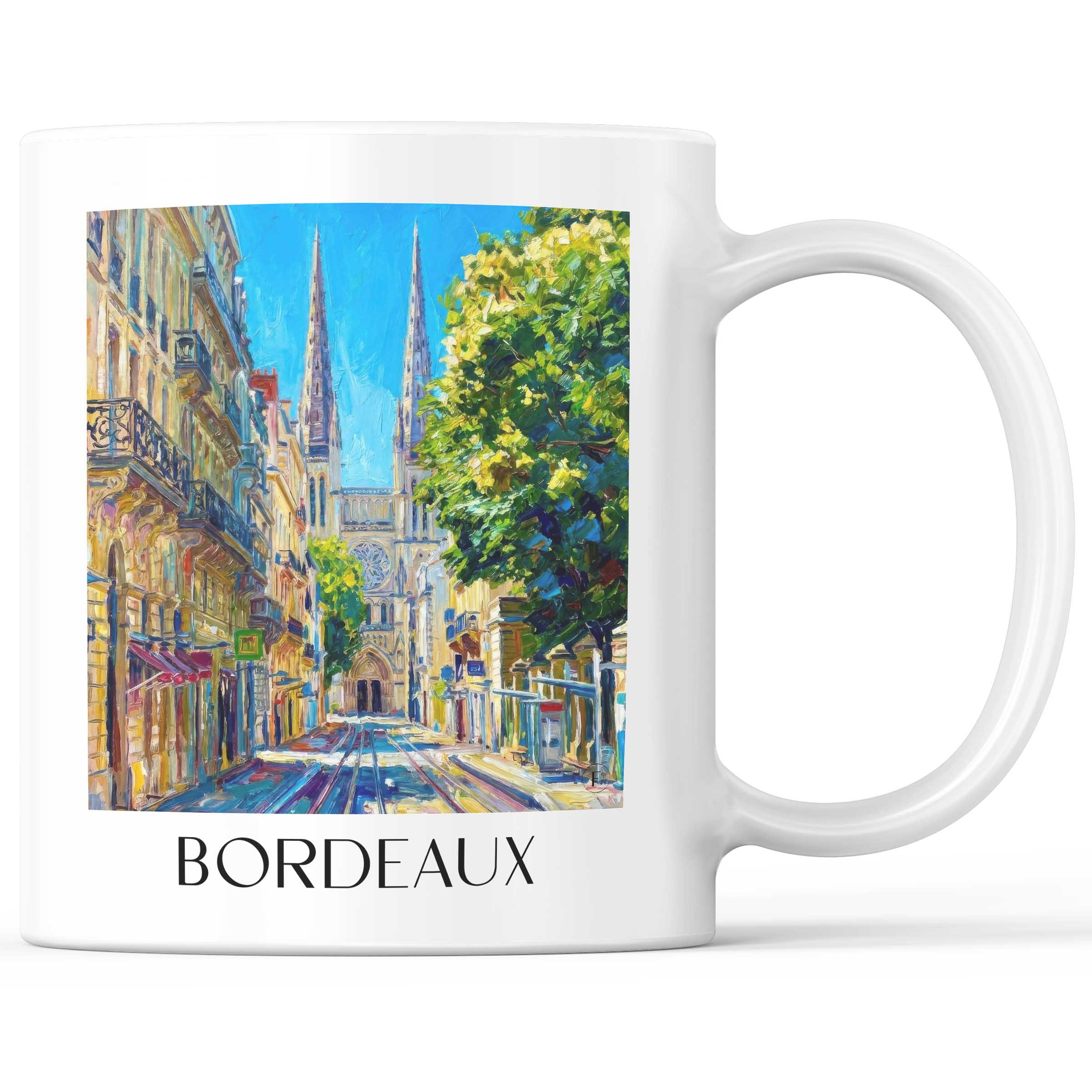 Bordeaux - Frankreich Becher - Kaffeetasse im Ölgemälde Stil