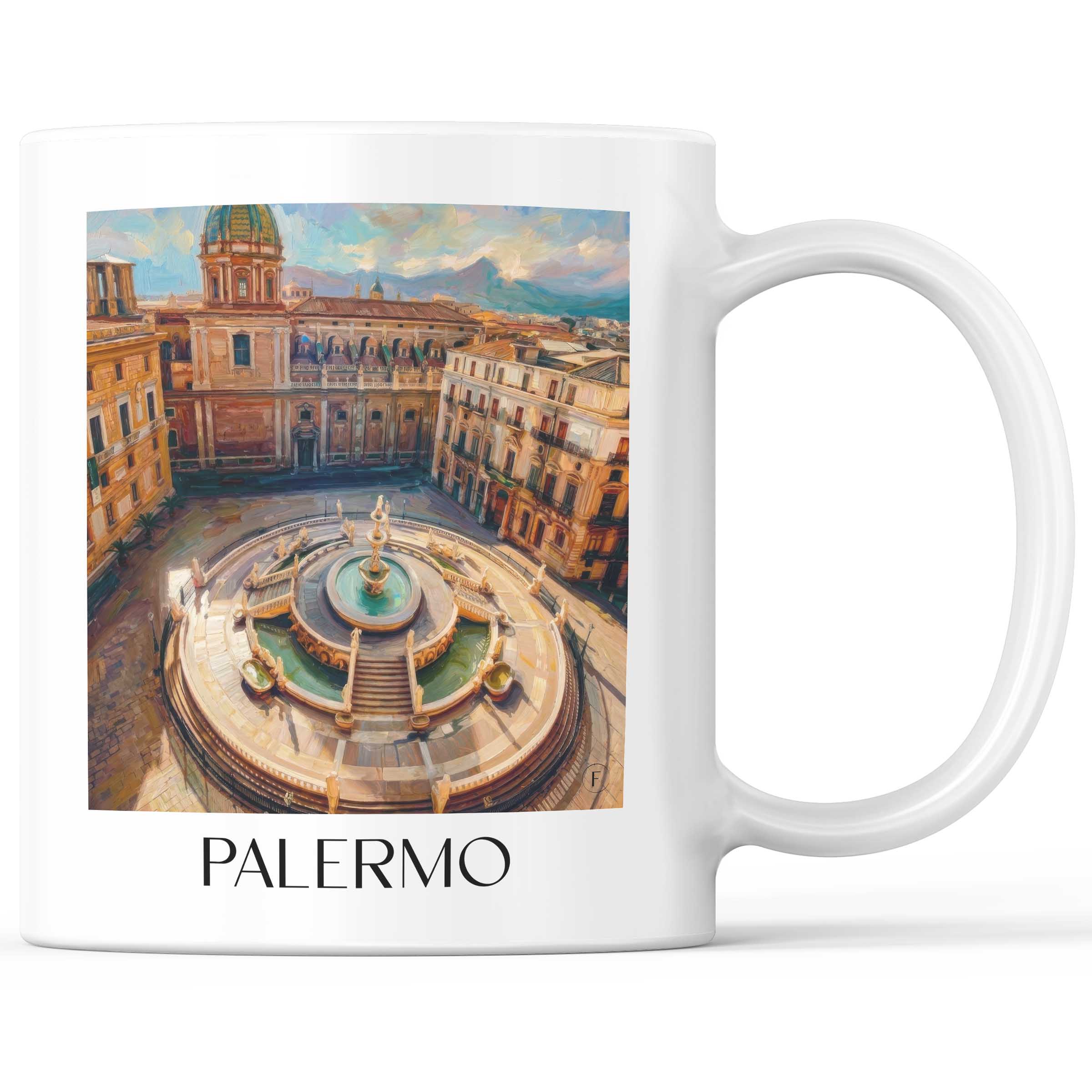 Palermo - Italien Becher - Kaffeetasse im Ölgemälde Stil